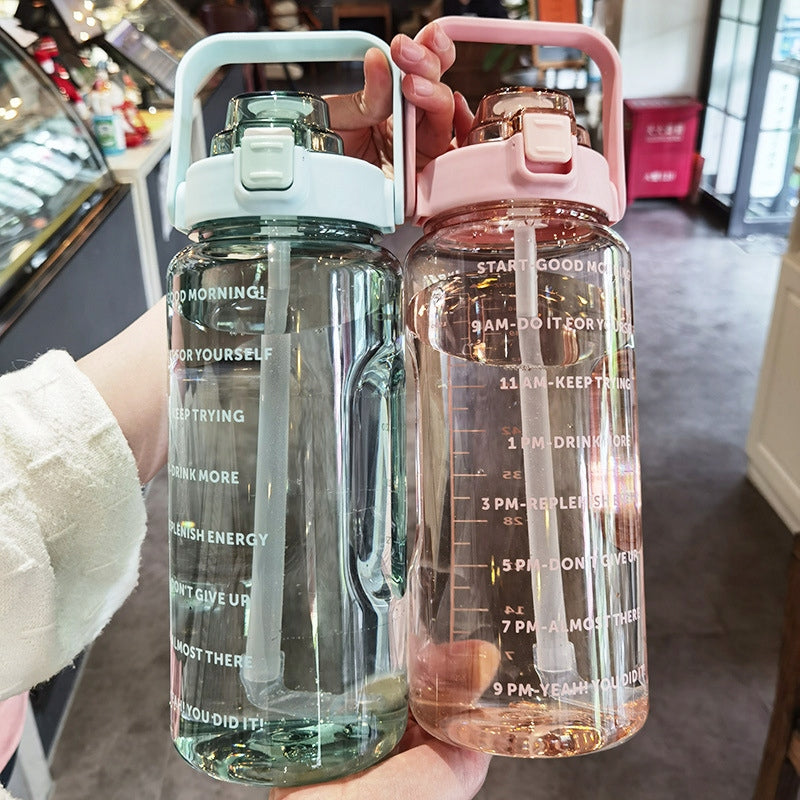 Gym Bottle Motivational Water Bottle 2000 with Mouthpiece Tube 2L Roses Volume 2000 ml