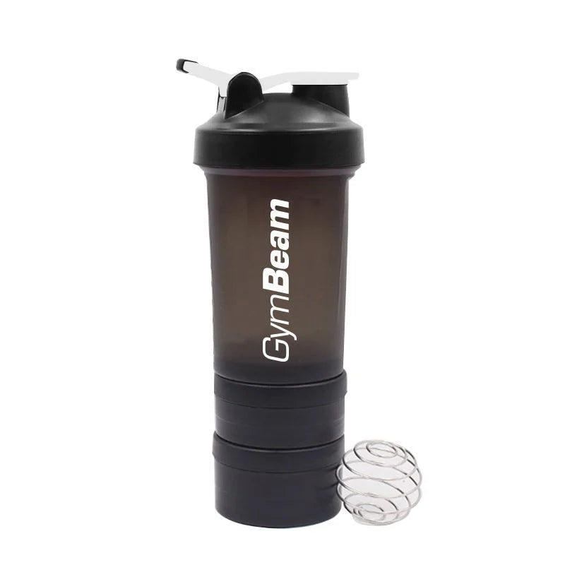 GymBeam Shaker Multi-Storage Blend Bottle Multilevel Shaker 600ml Color black