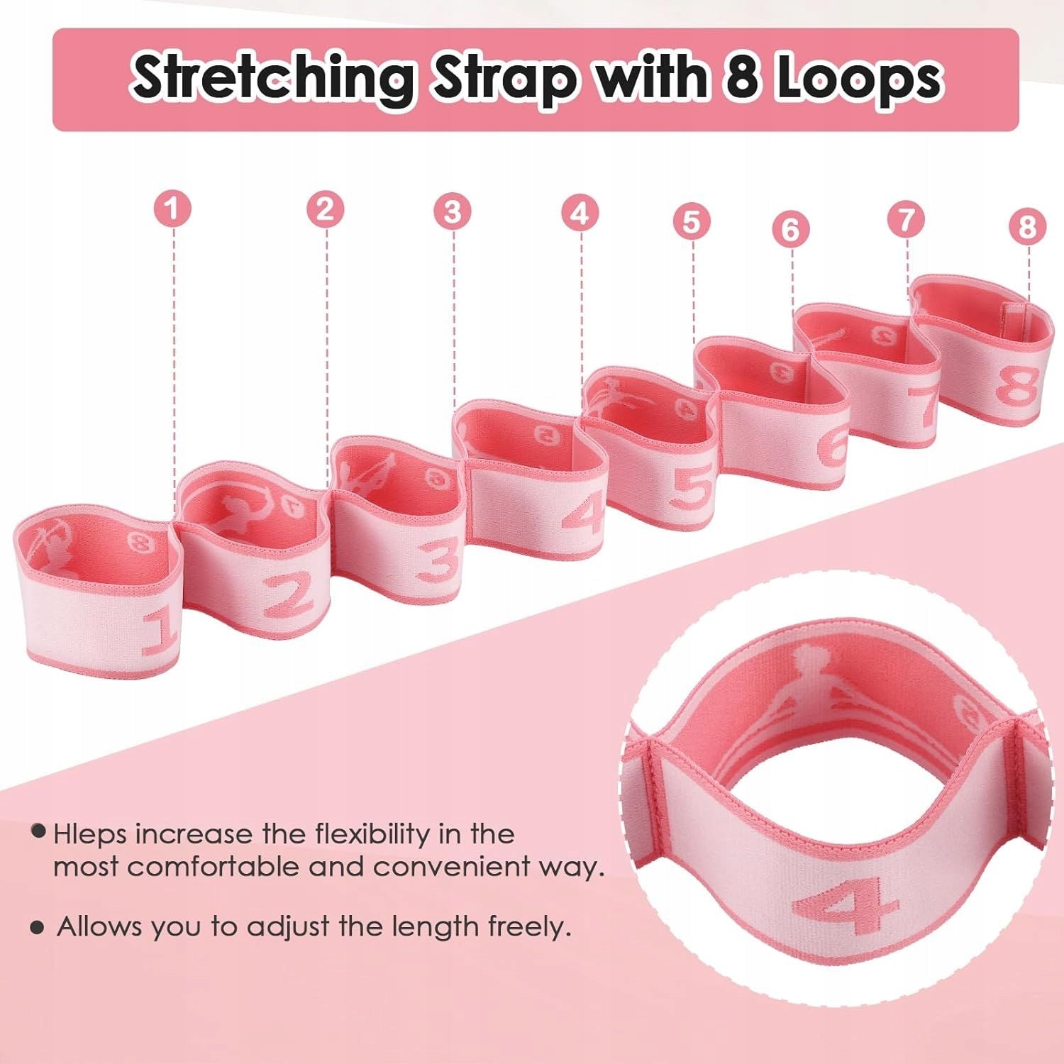 Gymnastics Stretching Tape Resistance Rubber with Exercise Pictures 8 Sections Model FG09048-RR9