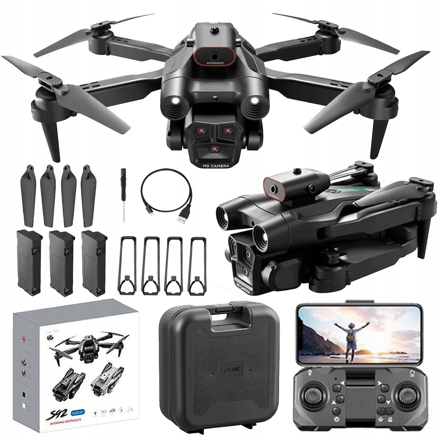 H12 MAX drone with camera 3 cameras automatic obstacle avoidance 3 batteries