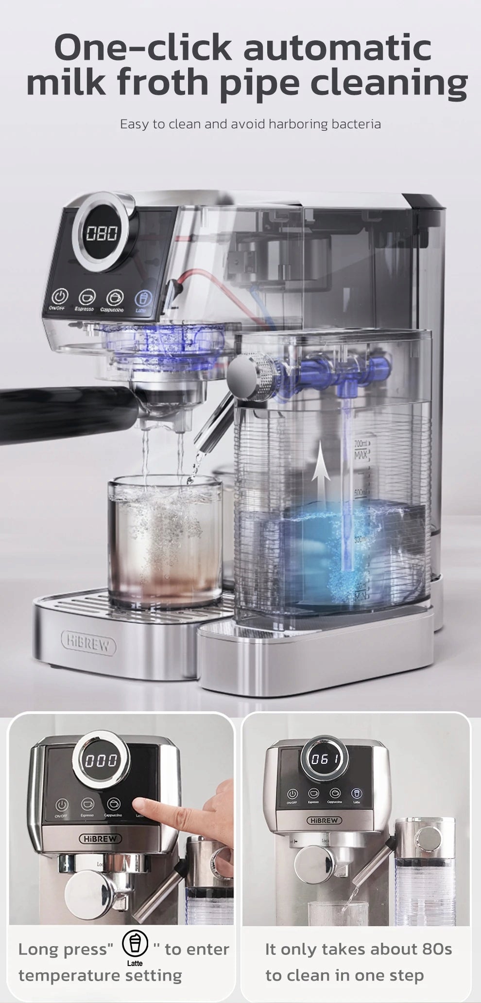 H13A 20Bar 3in1 Semi Automatic Espresso Cappuccino Latte Coffee Machine Manufacturer code H13A