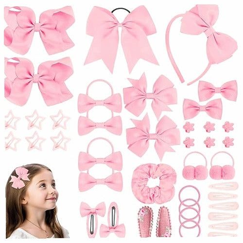 HAIR ACCESSORIES FOR GIRLS CUFFLINKS BOWS ELASTIC SET 77