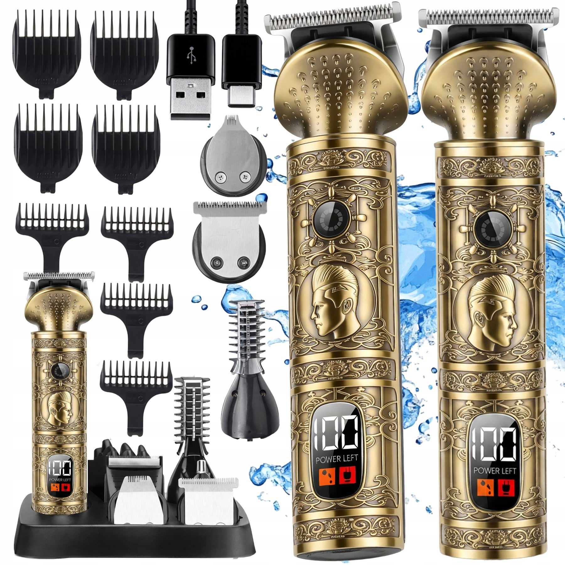 HAIR CLIPPER 7IN1 SHAVER NOSE BEARD TRIMMER + OVERLAYS