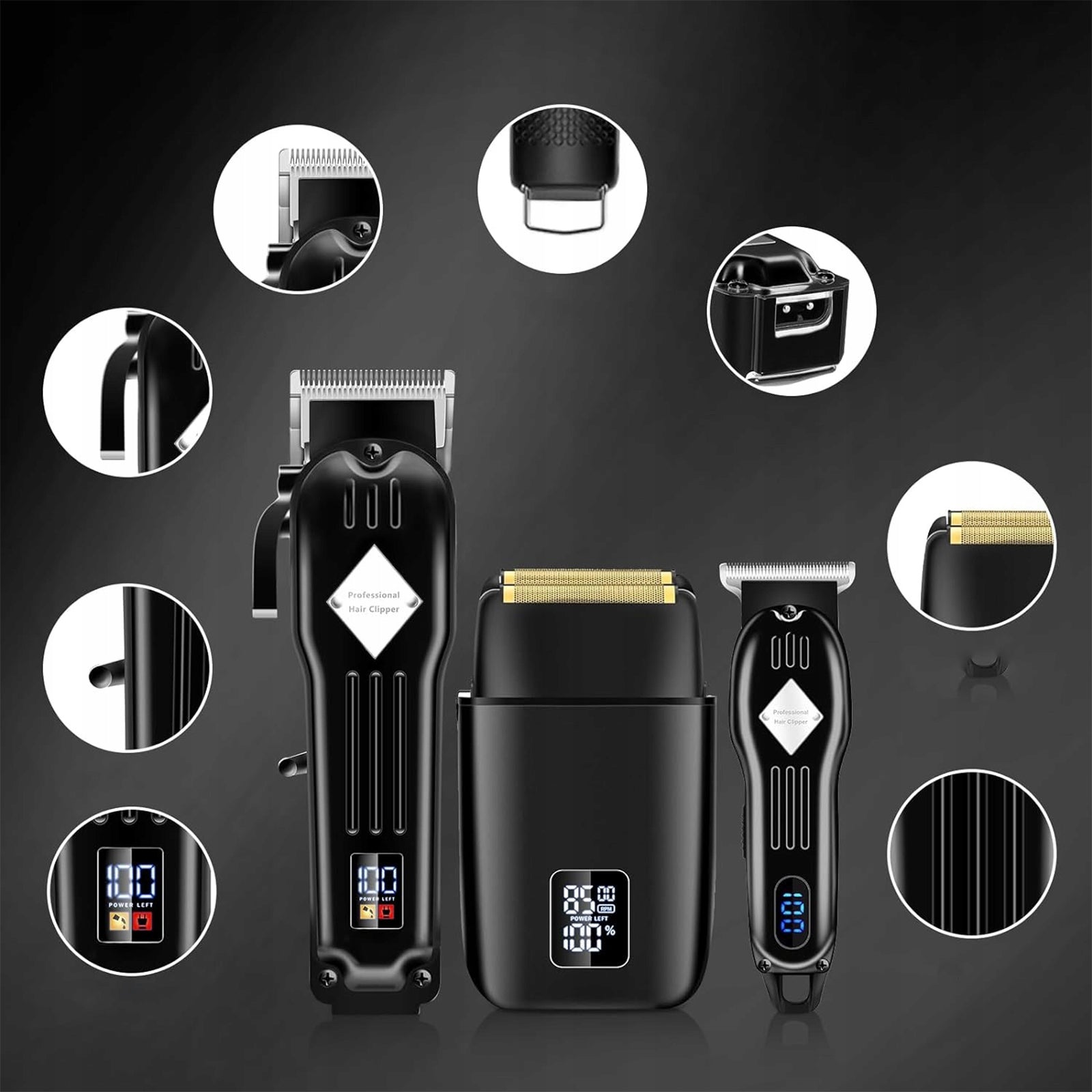 HAIR CLIPPER TRIMMER BEARD BARBER 8IN1 WIRELESS Black Manufacturer code 240322XF03