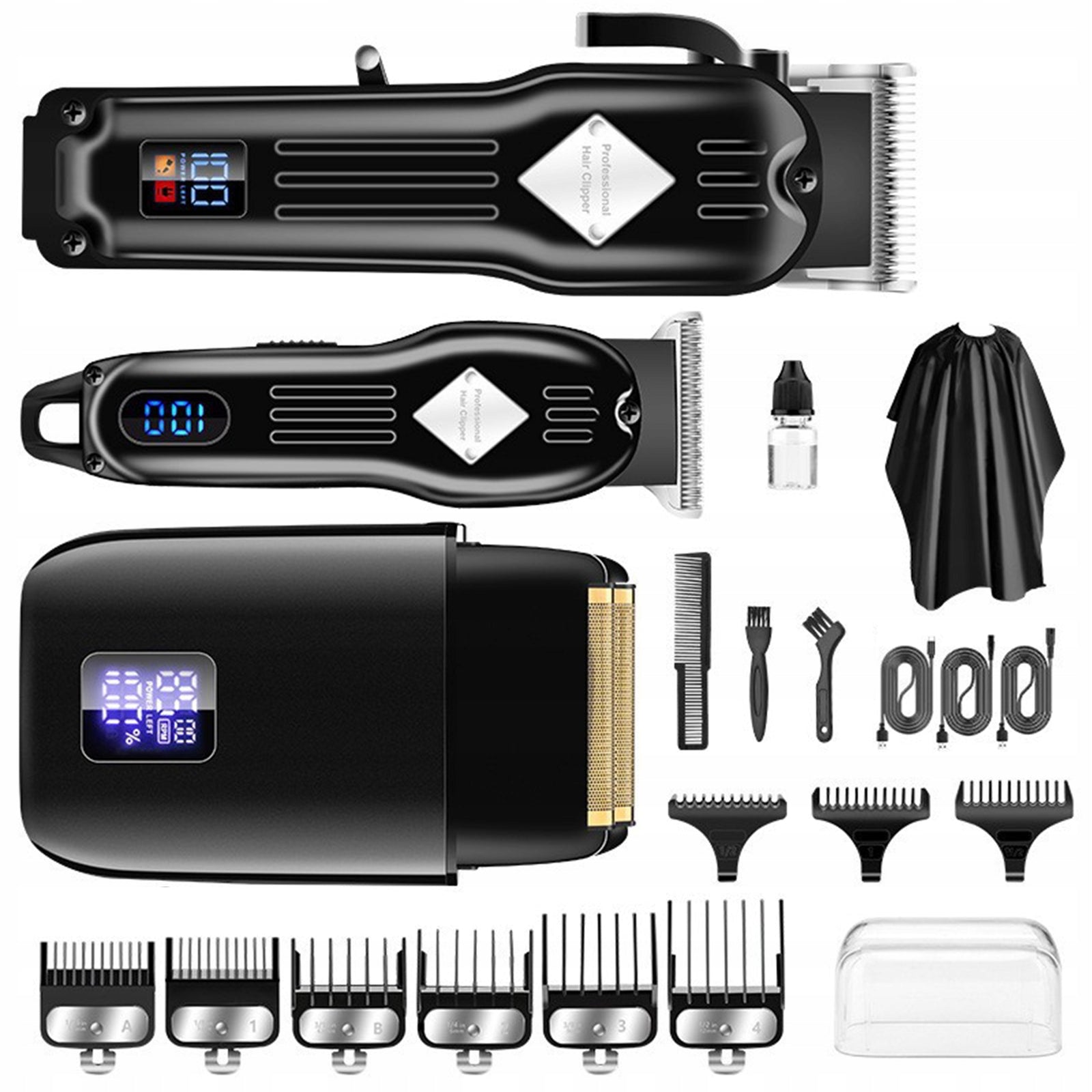 HAIR CLIPPER TRIMMER BEARD BARBER 8IN1 WIRELESS Black