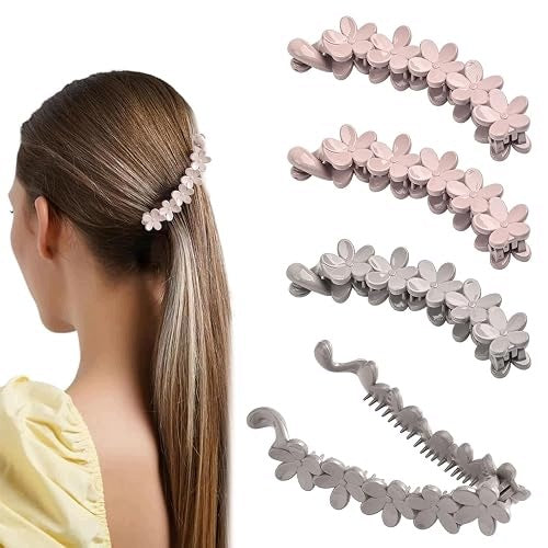 HAIR CLIPS BANANA FLOWERS NON-SLIP CLIPS RESIN 4 PCS