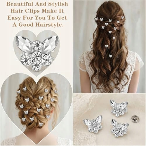 HAIR CLIPS BUTTERFLIES WITH STRAS SILVER DECORATIVE FOR GIRLS 20 PCS Manufacturer code Bez marki