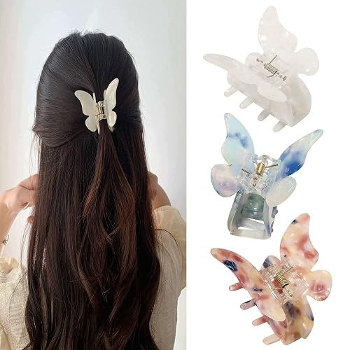 HAIR CLIPS BUTTERFLY ACRYLIC GLITTER FOR WOMEN GIFT 2 PCS Brand no brand