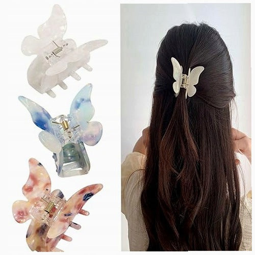HAIR CLIPS BUTTERFLY ACRYLIC GLITTER FOR WOMEN GIFT 2 PCS