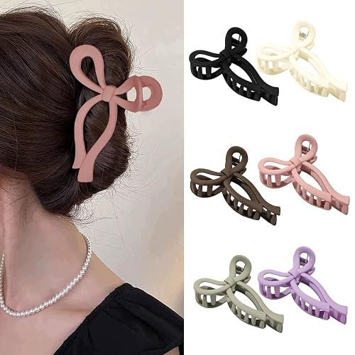 HAIR CLIPS MATTE BOWS WOMEN ELEGANT SET OF 6 Brand no brand