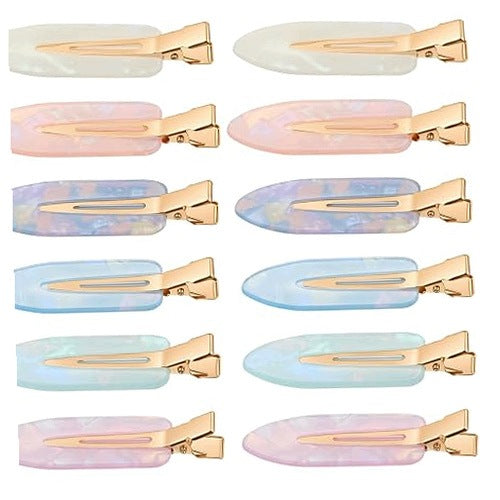 HAIR CLIPS SEAMLESS ACRYLIC COLORED FOR WOMEN SET OF 12 PCS.