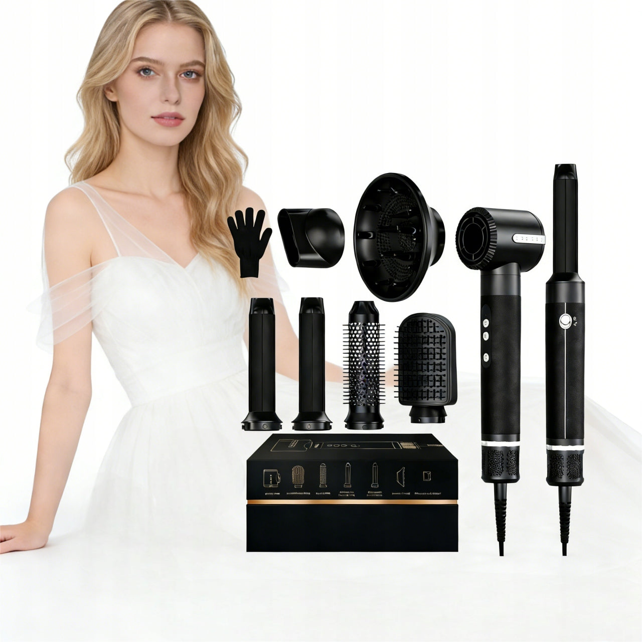 HAIR DRYER CURLING IRON WITH IONIZATION STRONG 3 SPEEDS 7 TIPS HAIR