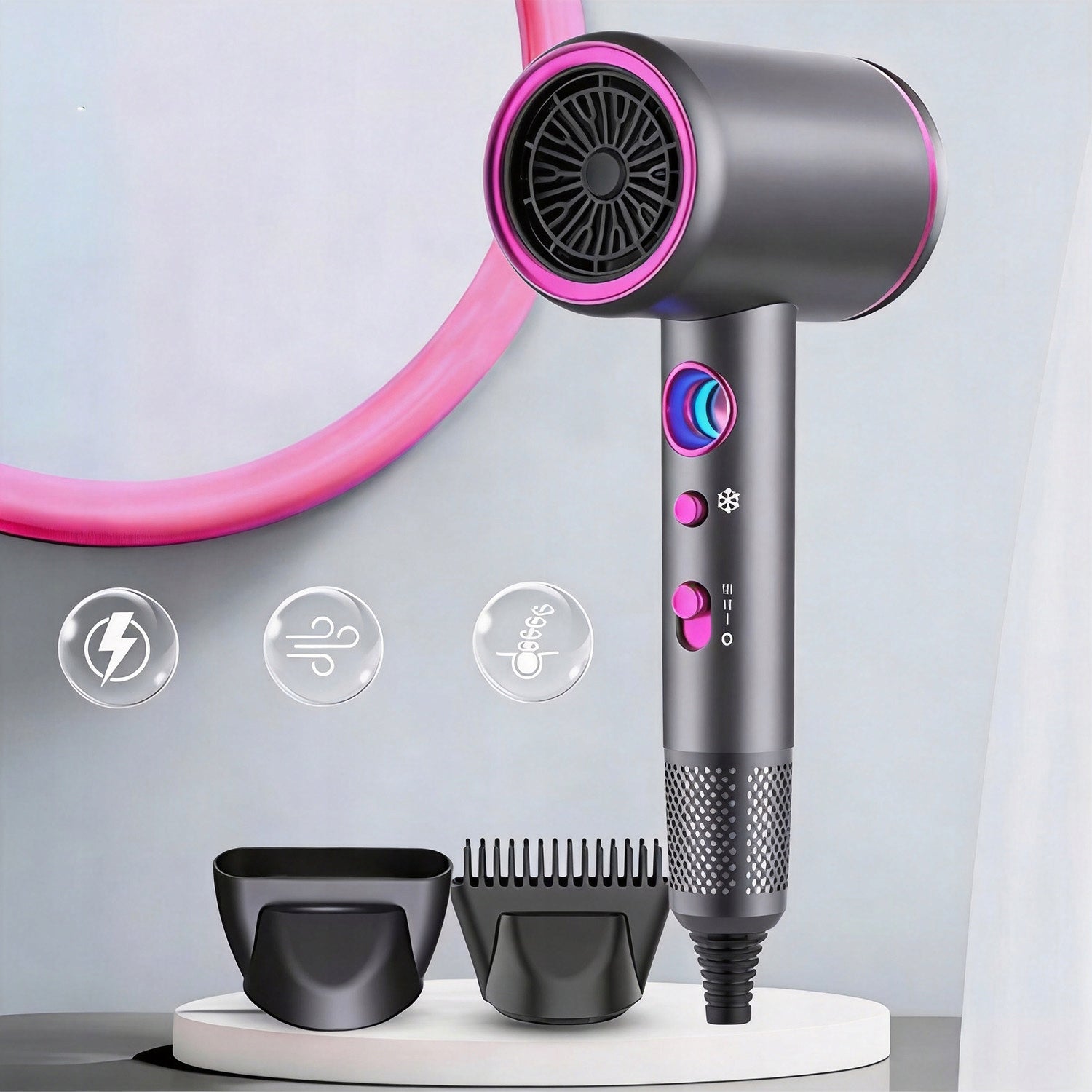 HAIR DRYER WITH DIFFUSER IONIZATION 2400W HANDLE LIGHT PROFESSIONAL Packaging status original