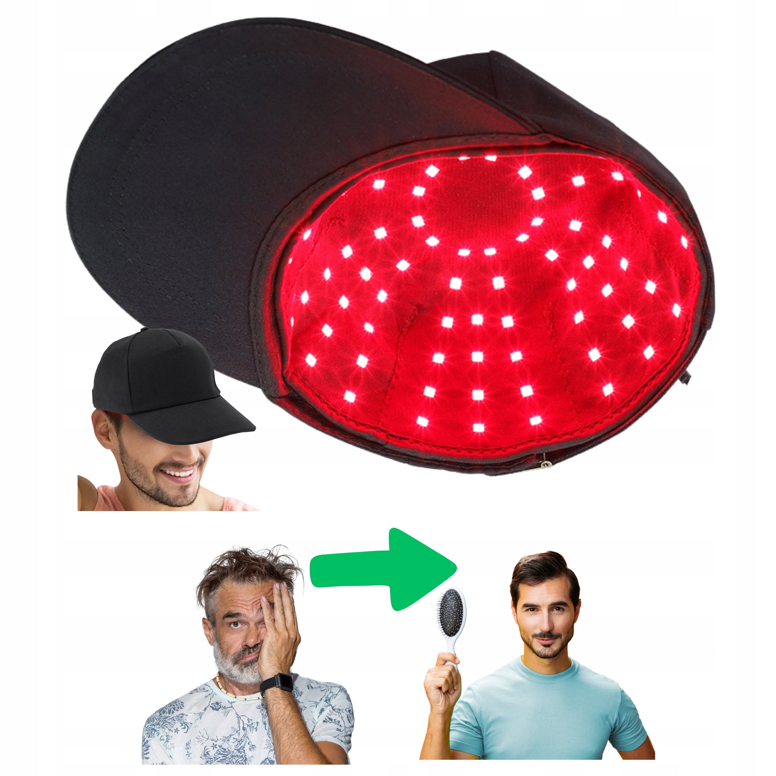 HAIR GROWTH CAP AGAINST LOSS OF GRAYING INFRARED LIGHT