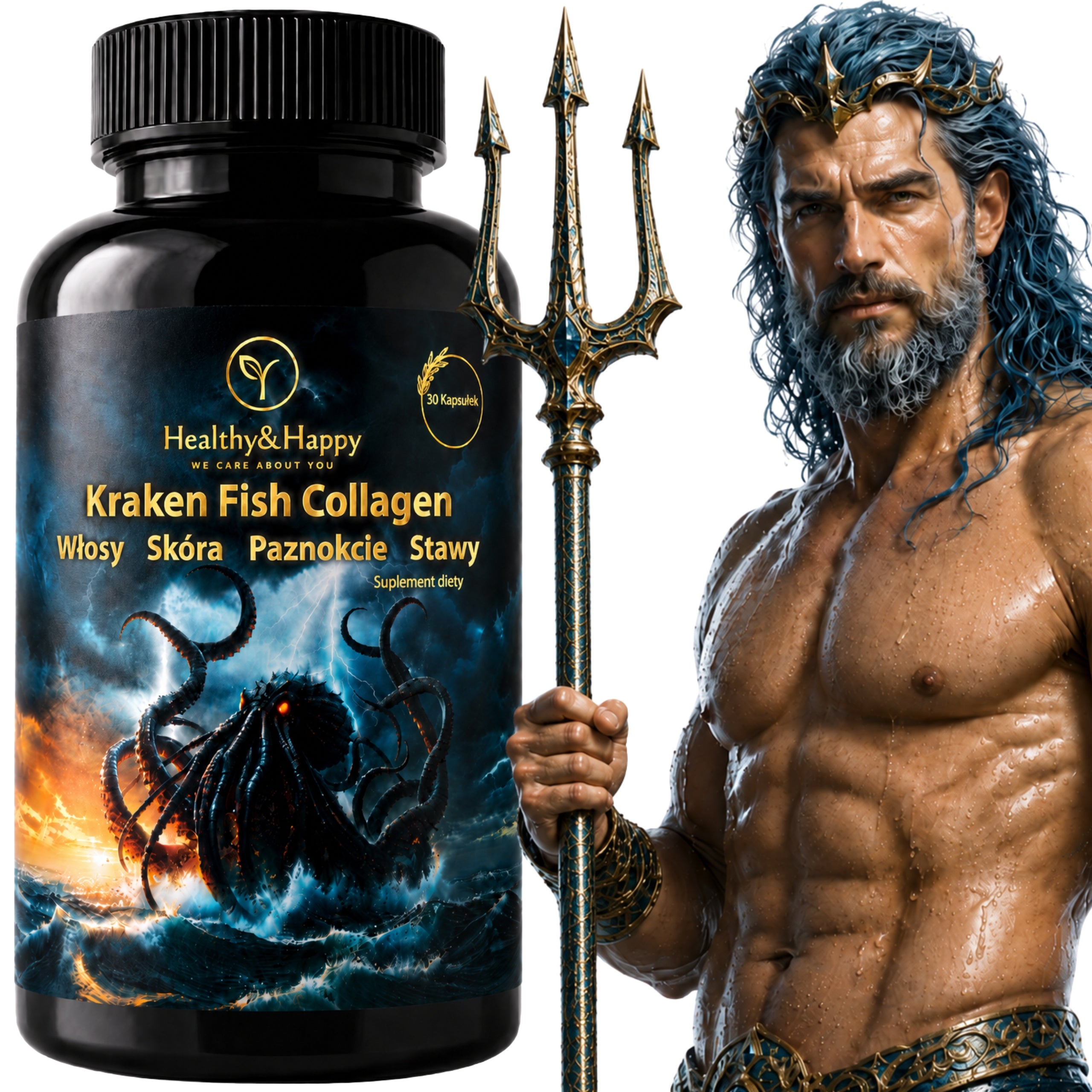 HAIR JOINTS NAILS SKIN COLLAGEN Strong FISH for Vitamin C Collagen Kraken