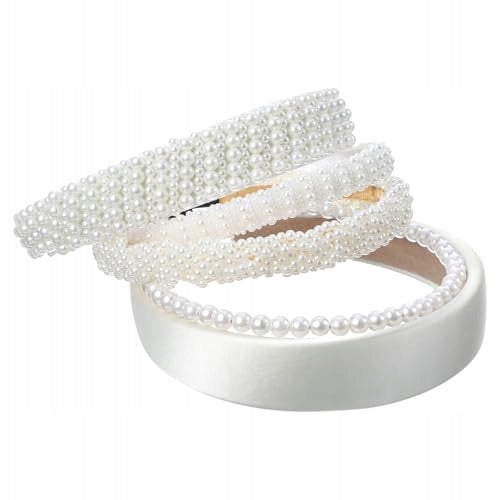 HAIRBANDS WHITE PEARL VINTAGE ELEGANT FOR THE FOREHEAD SET OF 5 PCS. Brand no brand