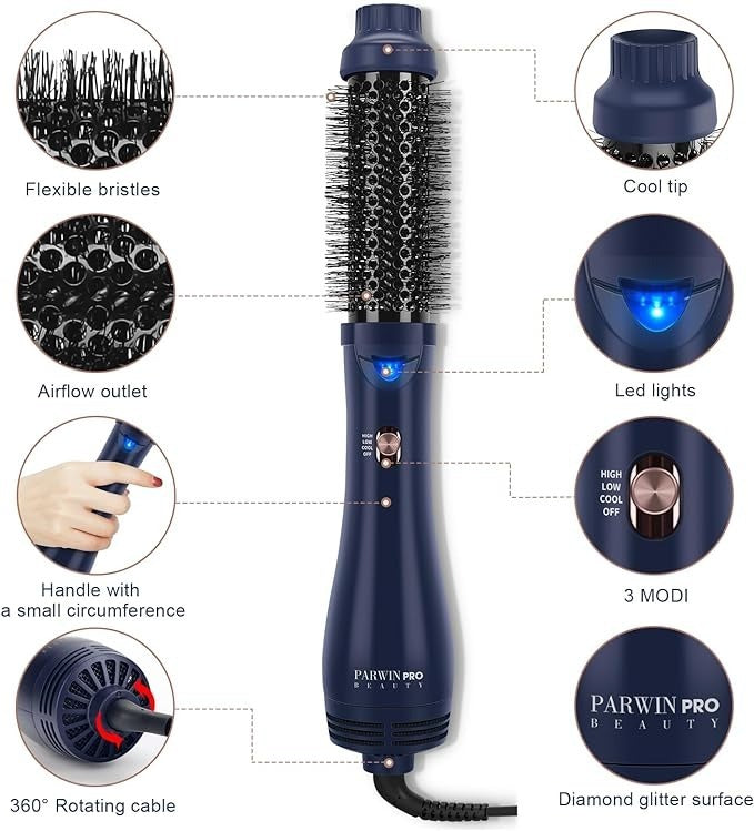 HAIRDRYER BRUSH PARWIN PRO BEAUTY 1000W NAVY BLUE Packaging status original