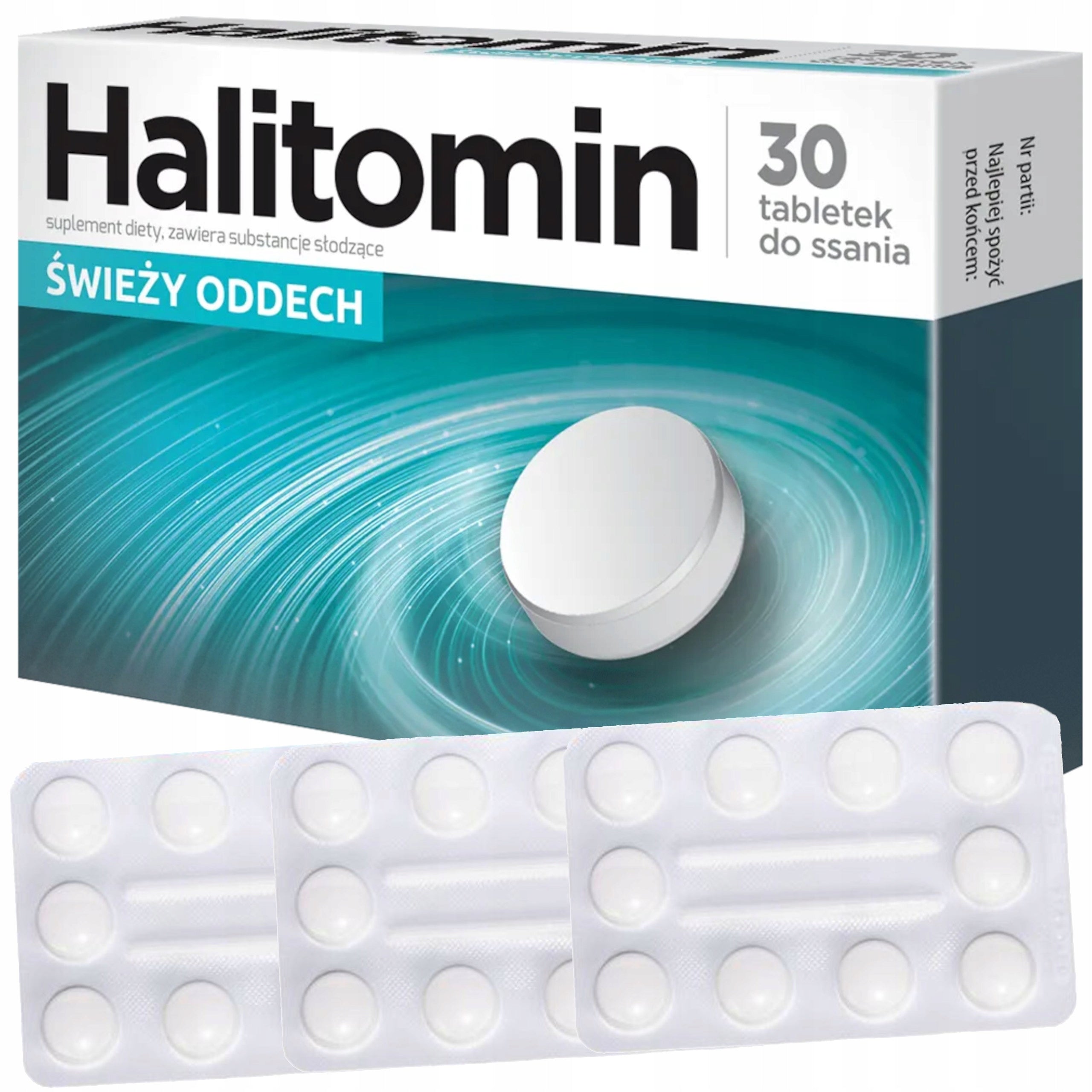HALITOMIN 30 TABLETS FOR BAD BREATH THYME ZINC MENTHOL