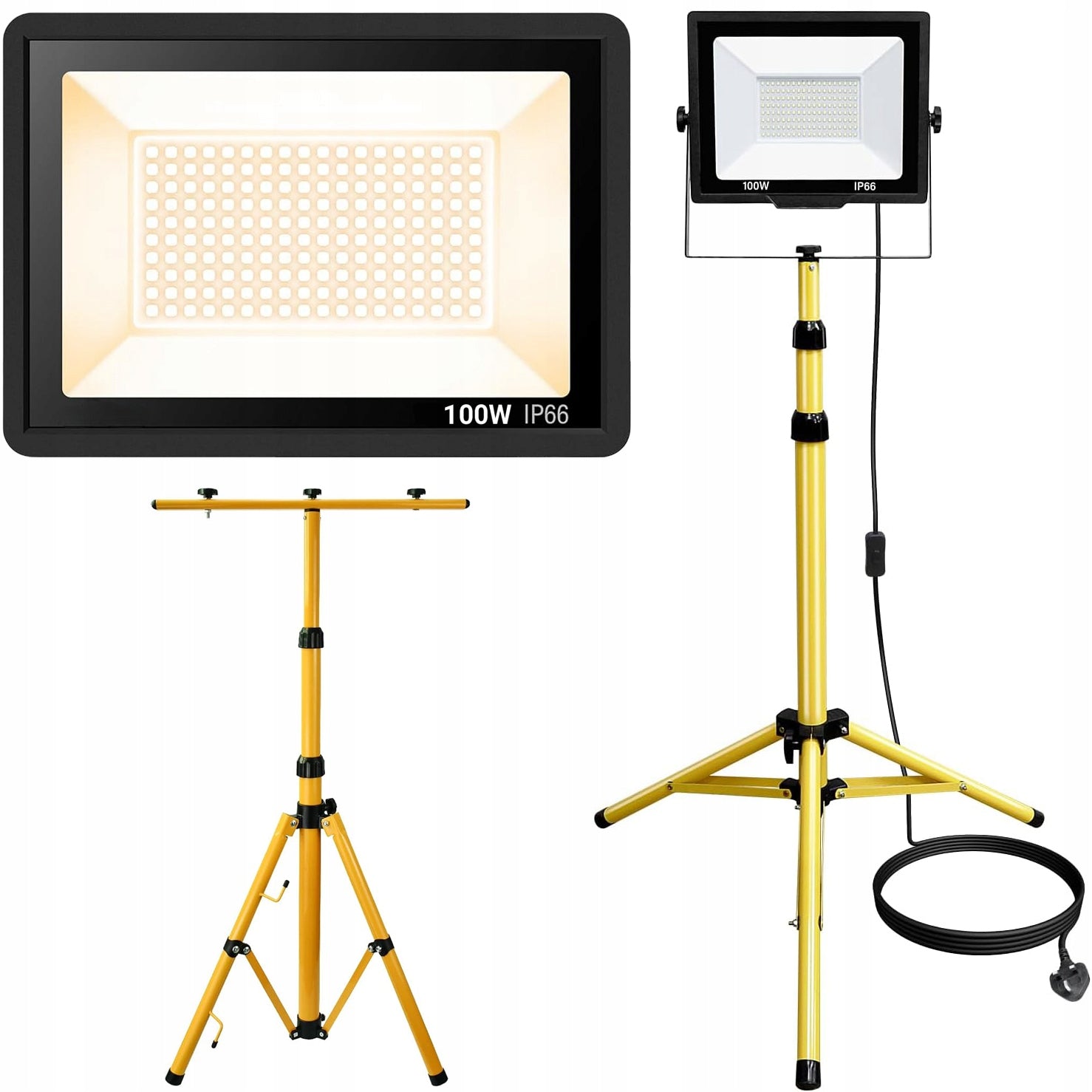 HALOGEN CONSTRUCTION LED FLOODLIGHT TRIPOD 100W SET LAMP + STAND