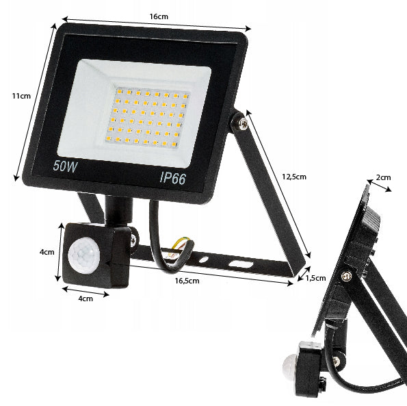 HALOGEN FLOODLIGHT 50W LED OUTDOOR LAMP DUSK MOTION SENSOR GARAGE Packaging status original