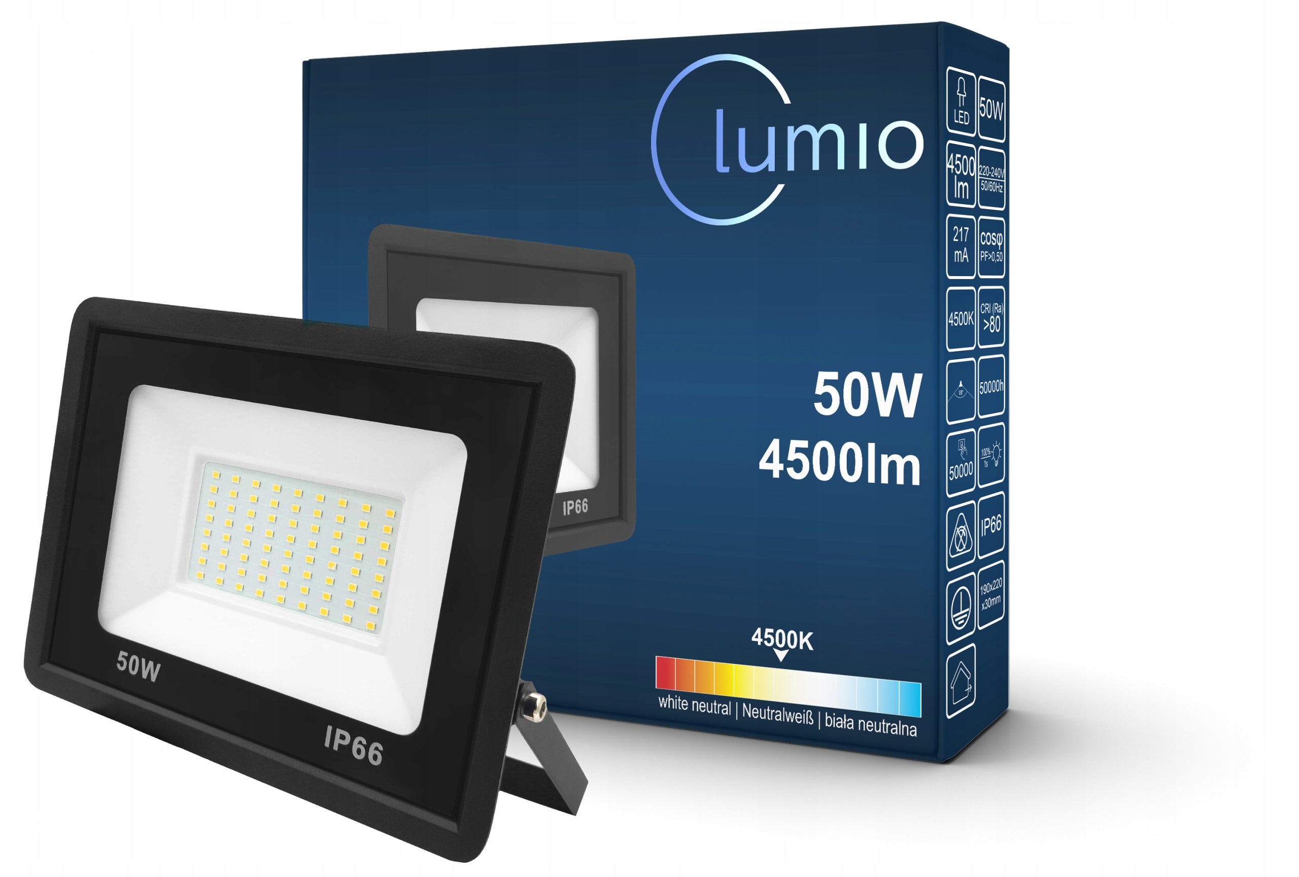 HALOGEN FLOODLIGHT LED LAMP 50W 4500lm IP66 OUTDOOR 4500K NEUTRAL