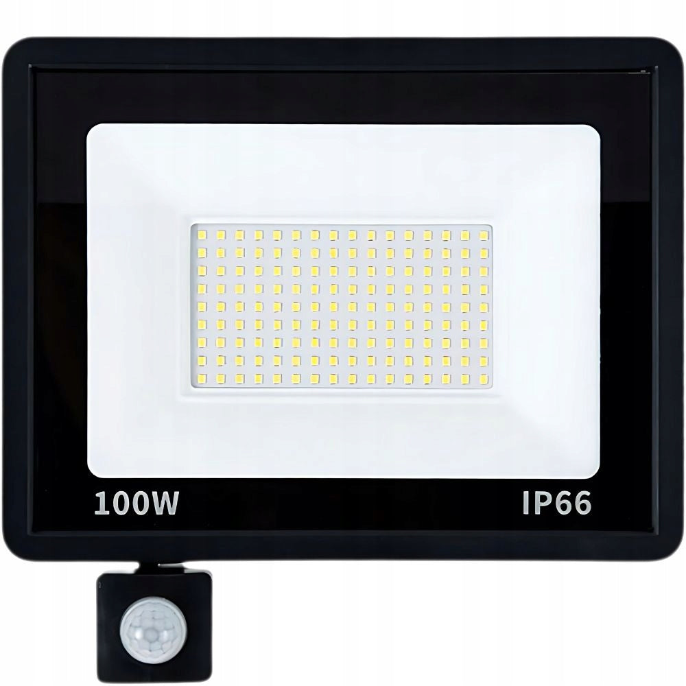 HALOGEN FLOODLIGHT LED SPOTLIGHT 100W 6000K WITH TWILIGHT MOTION SENSOR IP66
