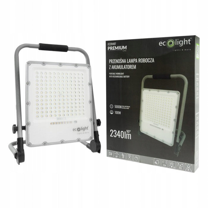 HALOGEN FLOODLIGHT PORTABLE WORKING LED LAMP WITH BATTERY 100W 5000K