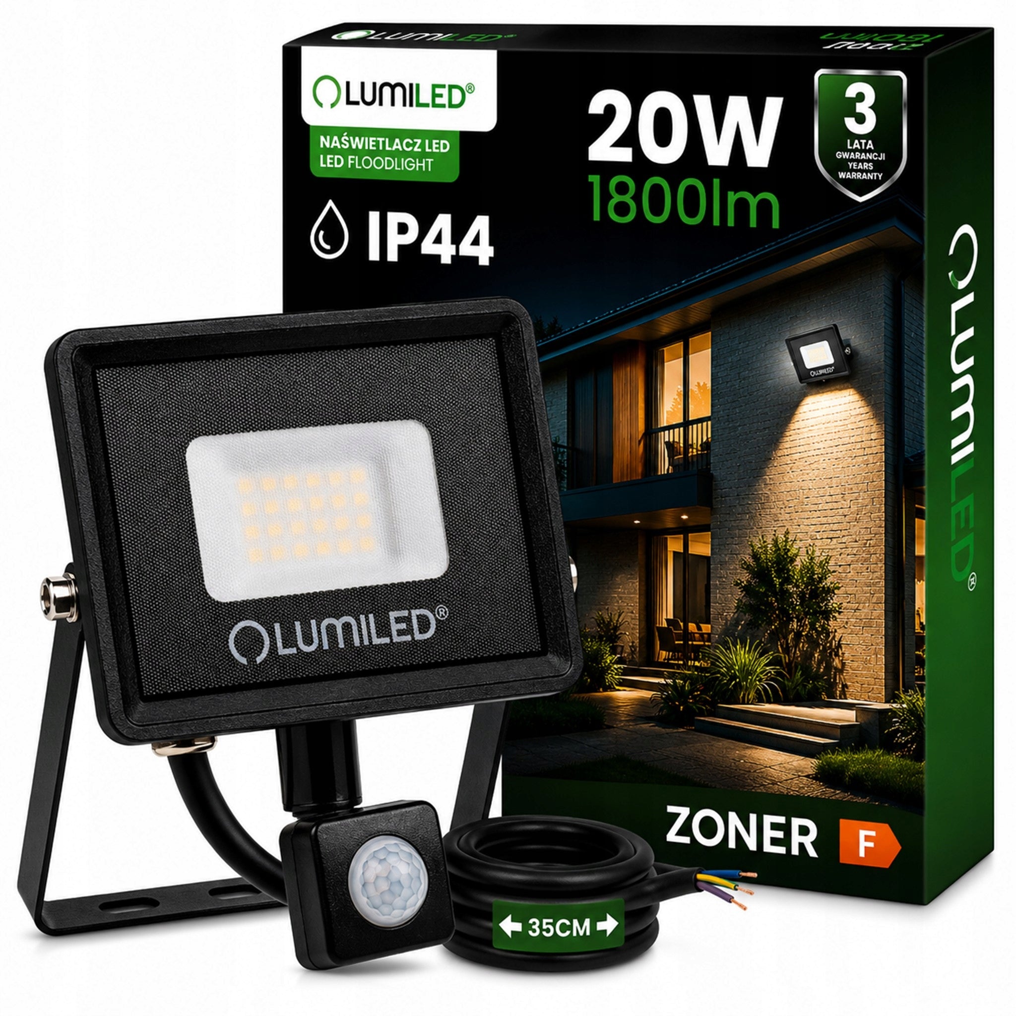 HALOGEN LED FLOODLIGHT 20W OUTDOOR LAMP WITH MOTION SENSOR Garage
