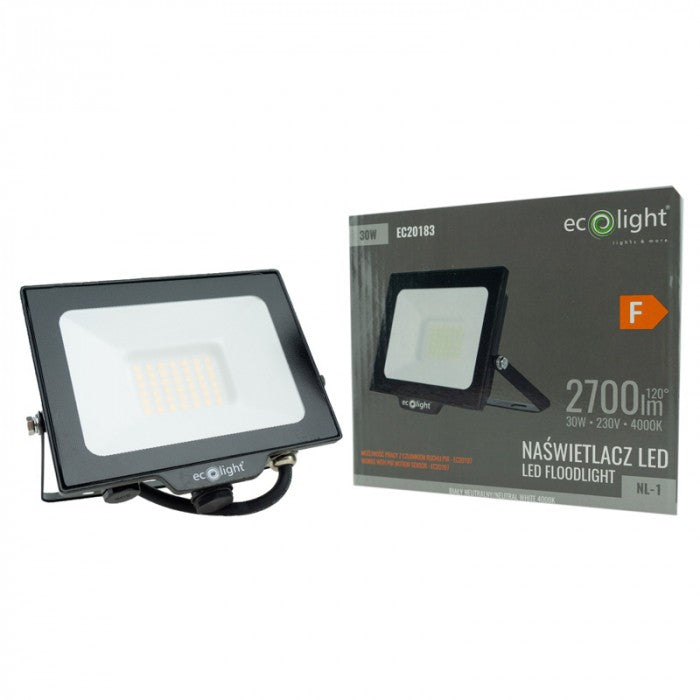 HALOGEN LED FLOODLIGHT NEUTRAL 30W 4000K 2700LM BLACK POSSIBLE SENSOR Color black