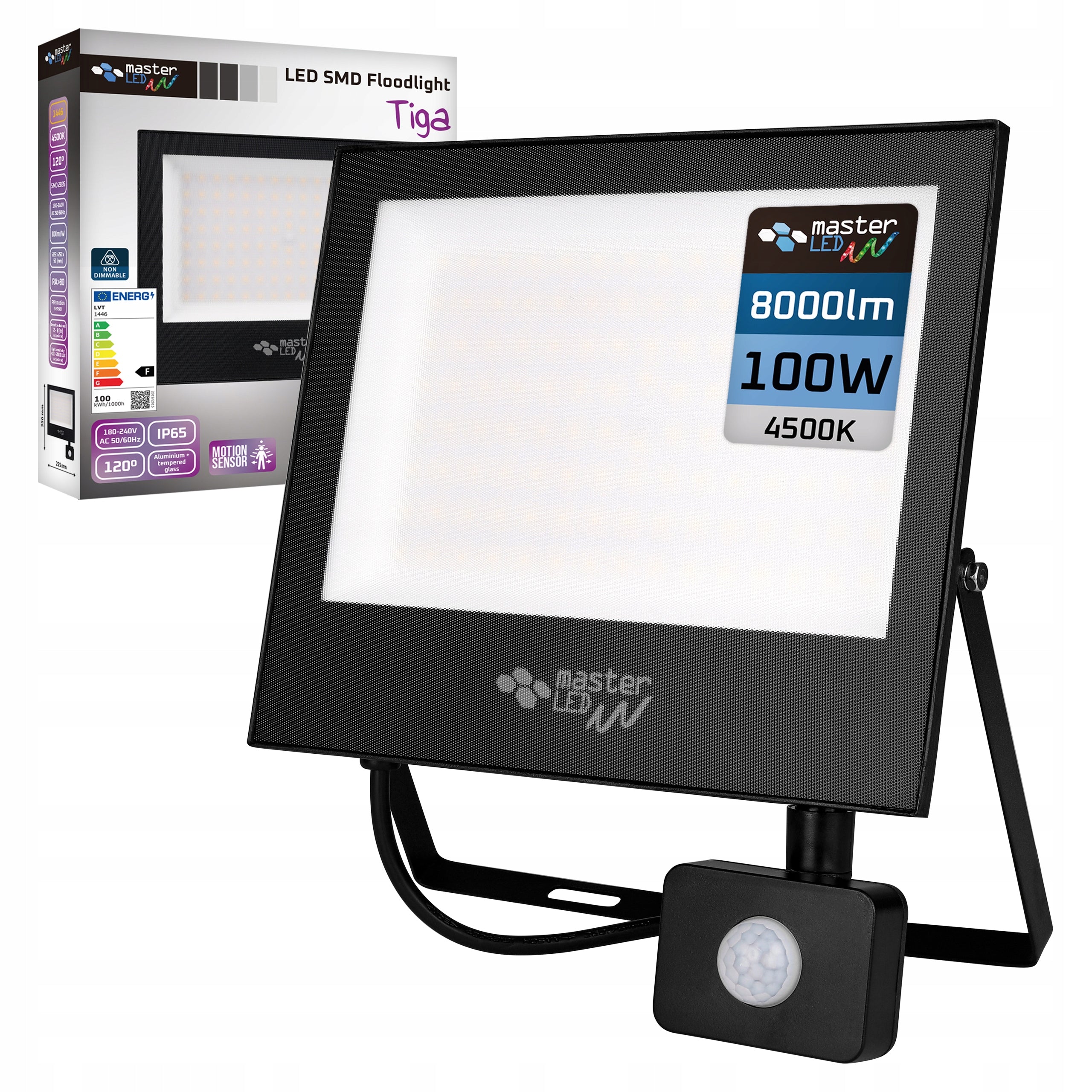 HALOGEN LED Motion Sensor Floodlight Lamp 100W 4500K OUTDOOR IP65