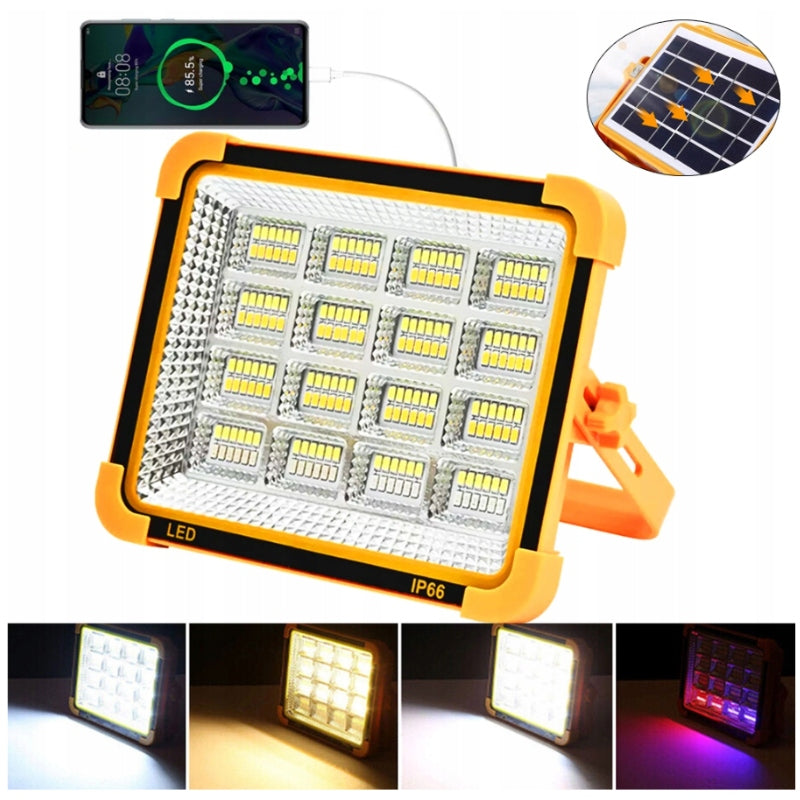 HALOGEN LED SOLAR WORK LAMP PORTABLE 200W RECHARGEABLE FLOODLIGHT