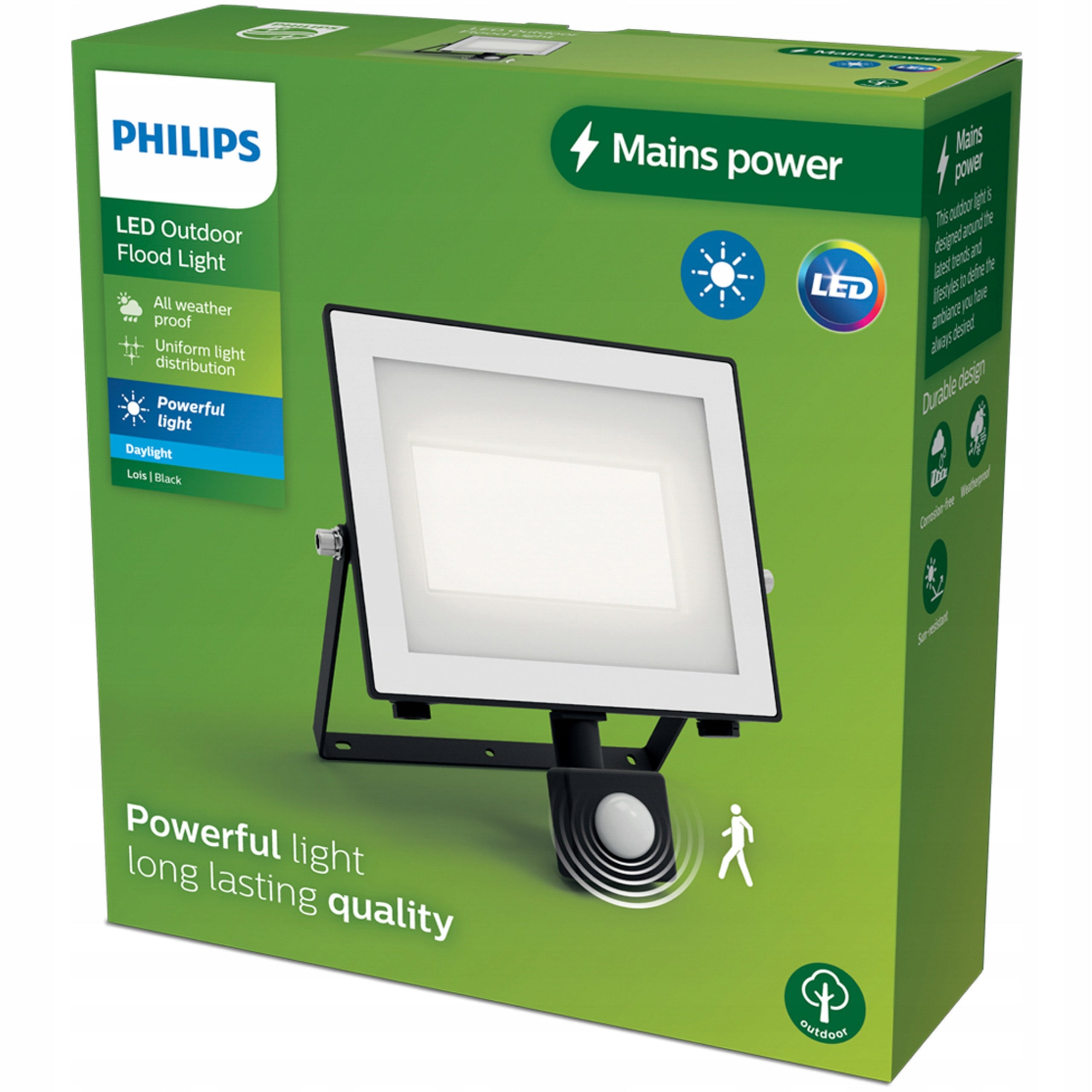HALOGEN LED WITH DUSK MOTION SENSOR FLOODLIGHT LAMP 50W IP65 PHILIPS Color black