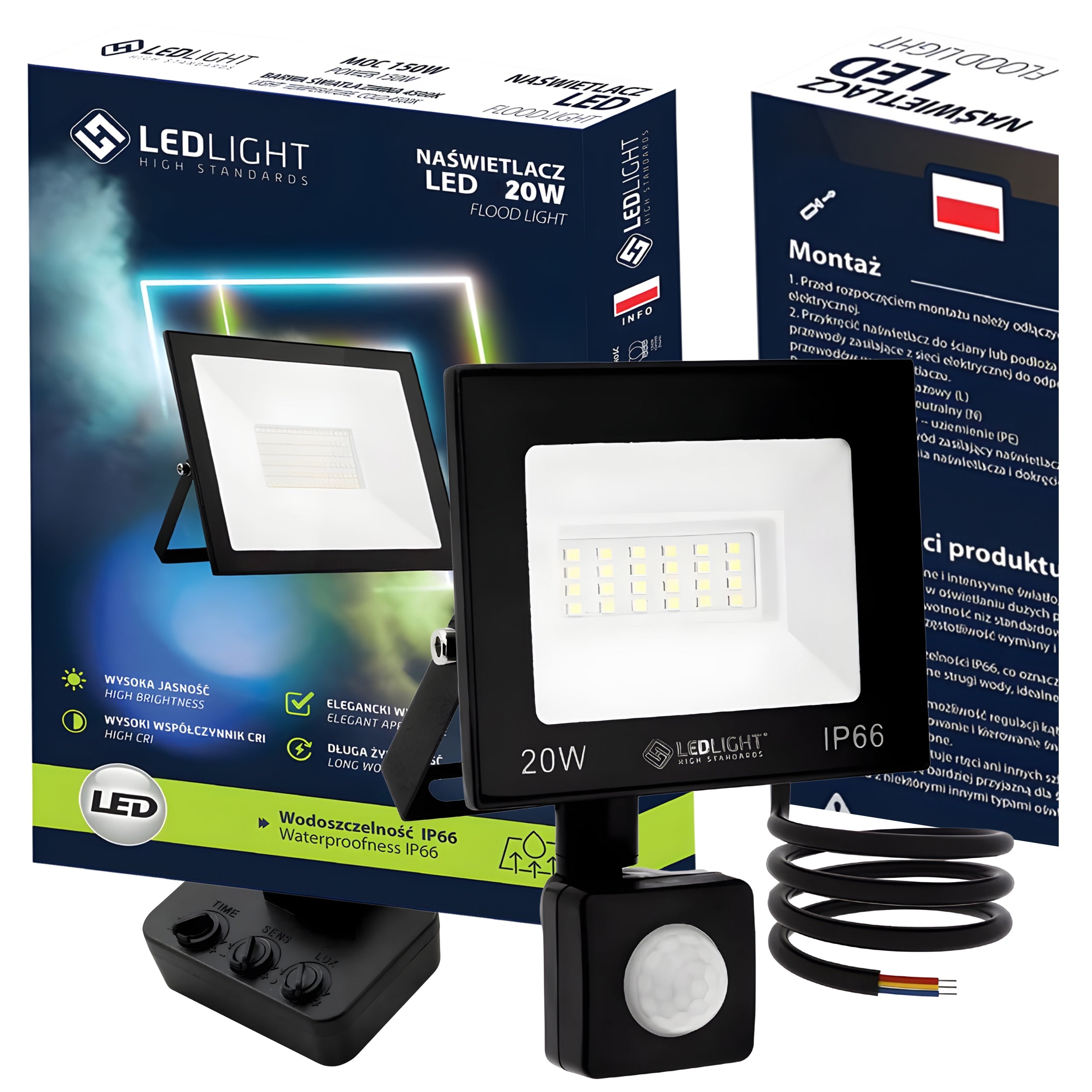 HALOGEN LED WITH MOTION SENSOR 20W LAMP Floodlight Outdoor Floodlight