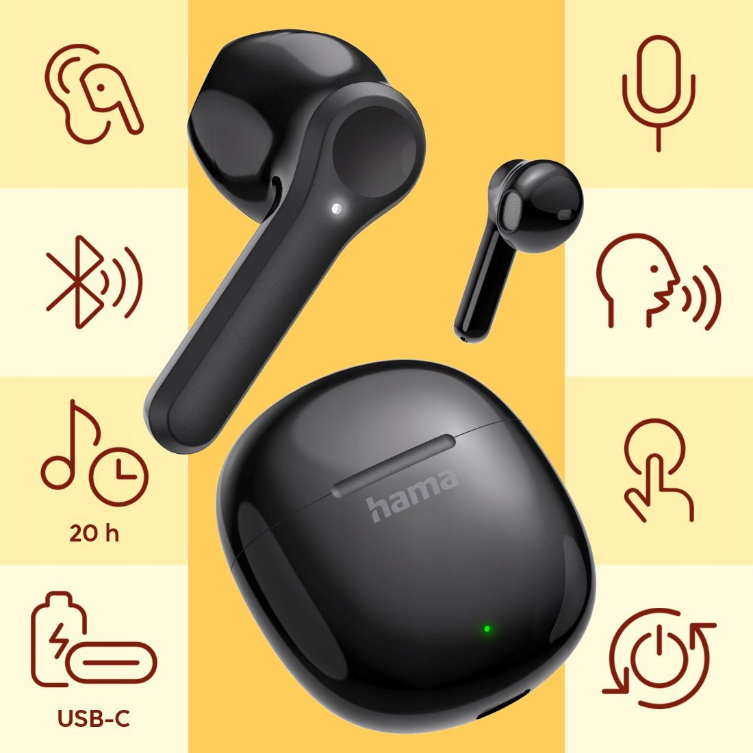 HAMA ACTION ONE EARBUDS WIRELESS BLUETOOTH BLACK MICROPHONE Packaging status original