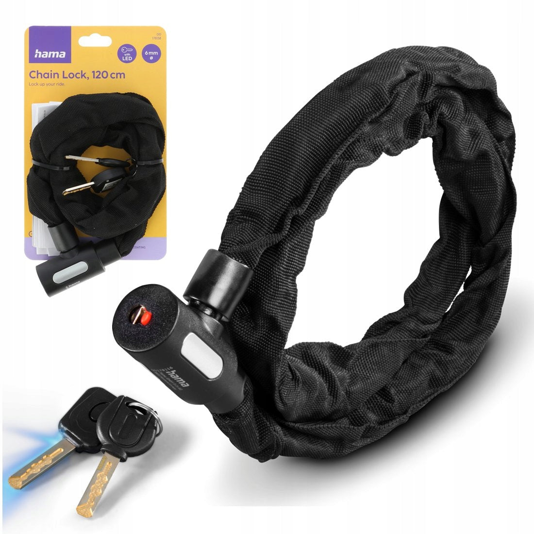 HAMA BICYCLE KEY PROTECTION BICYCLE CHAIN BLACK