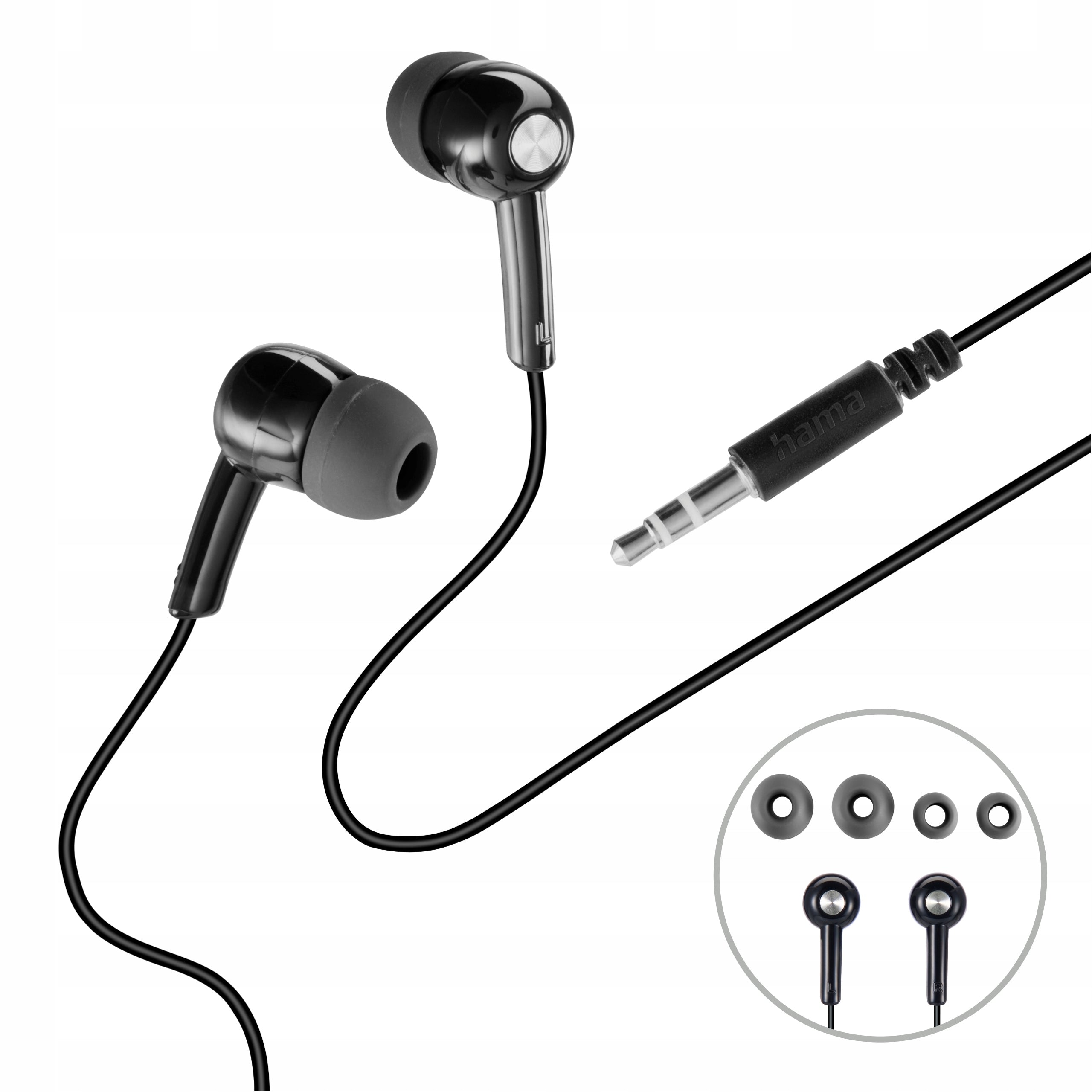 HAMA IN-EAR HEADPHONES WIRED GLOSS II BLACK MINI JACK