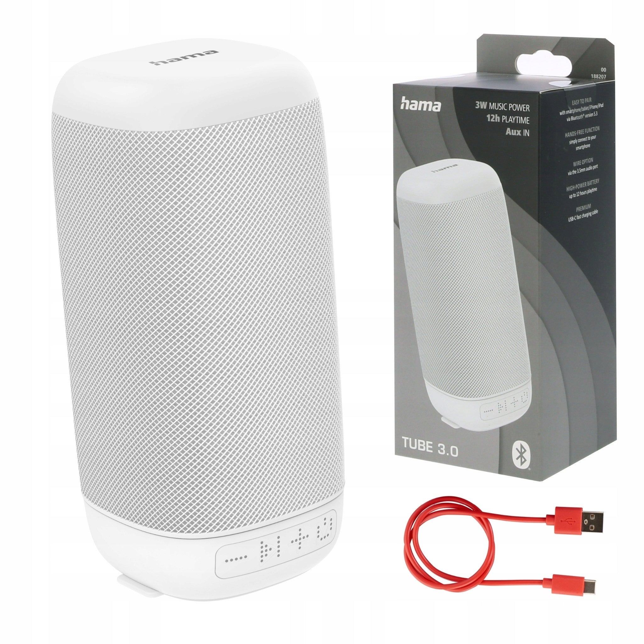 HAMA Tube 3.0 biały - Głośnik mobilny Bluetooth
