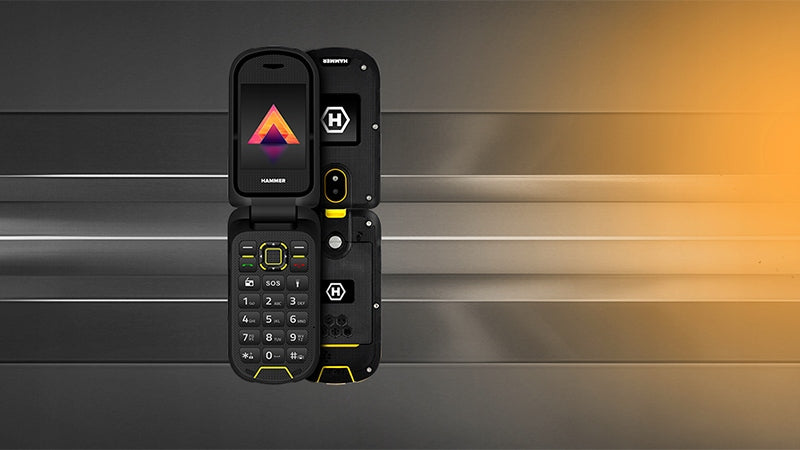 HAMMER DIG LTE 4G ARMORED MOBILE PHONE WITH FLAP CHARGING BASE SET Headphones included no