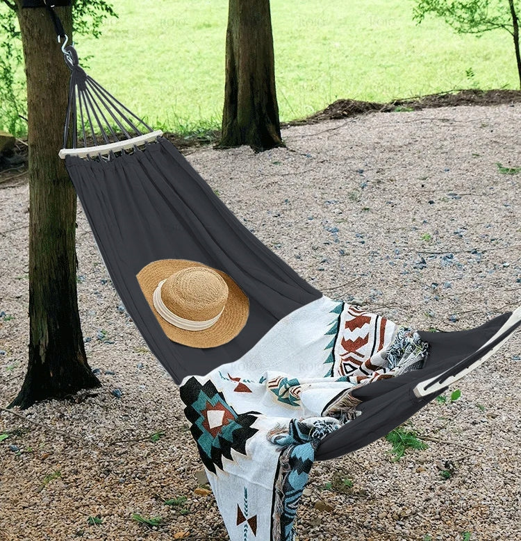 HAMMOCK 2 PERSON GARDEN SWING STRONG ROUND REINFORCED HEADBAND LARGE BAG Kind hammock with rod