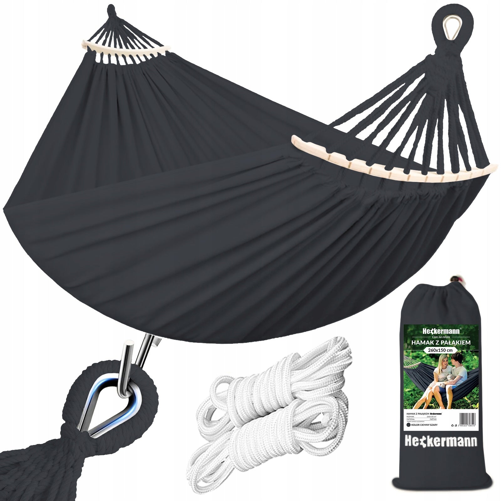 HAMMOCK 2 PERSON GARDEN SWING STRONG ROUND REINFORCED HEADBAND LARGE BAG
