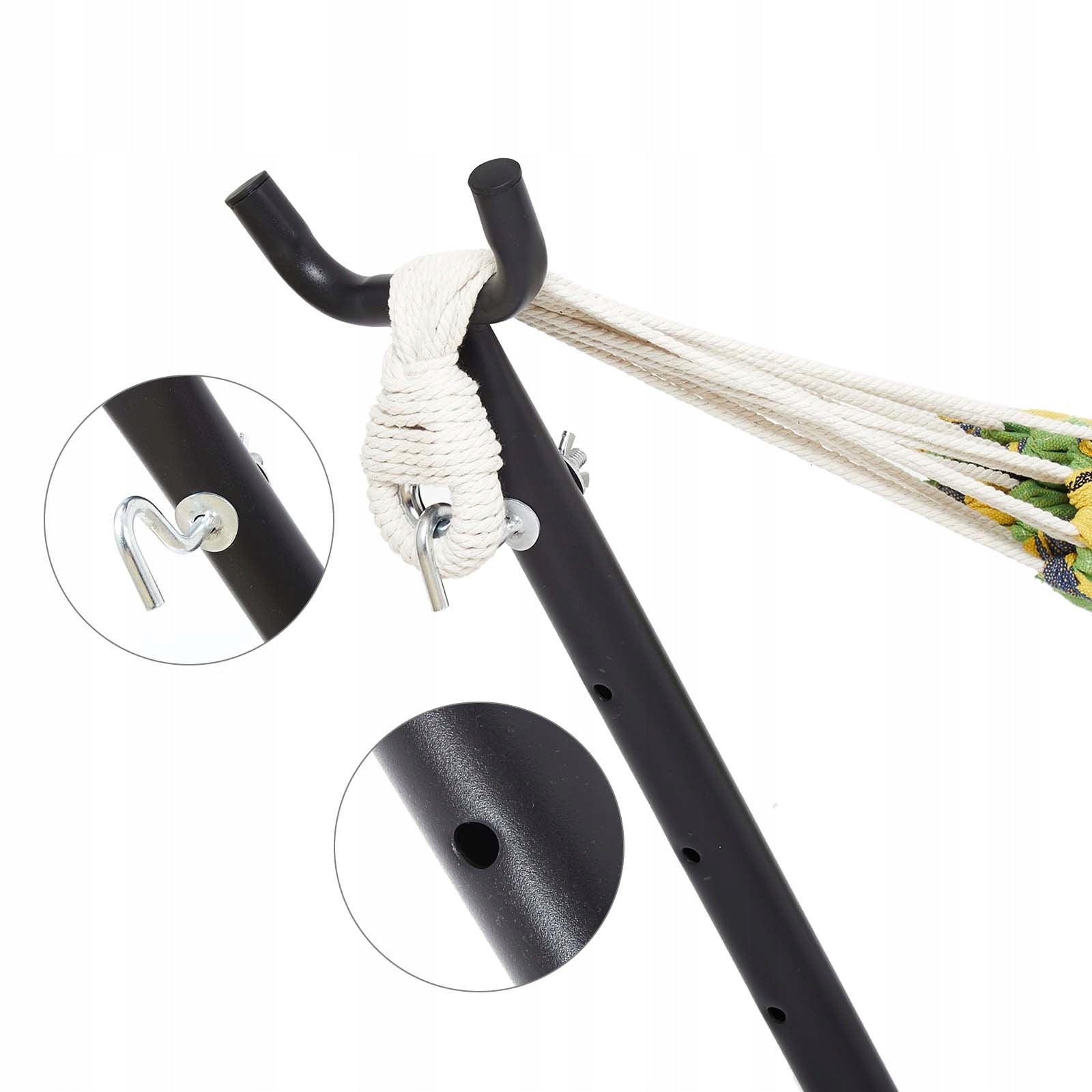 HAMMOCK FRAME 260 CM METAL STRONG ADJUSTABLE FOR TERRACE GARDEN Color black