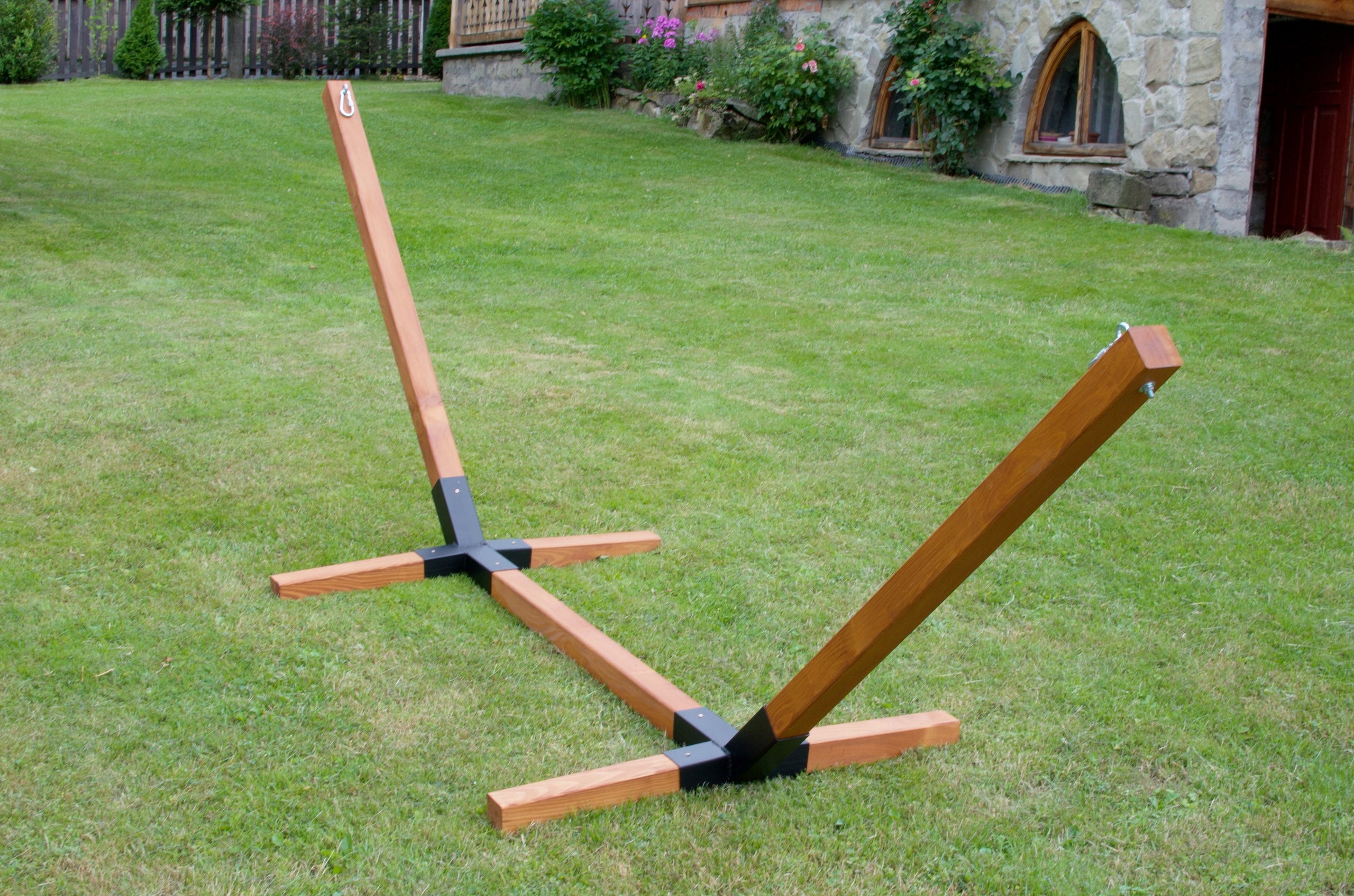 HAMMOCK FRAME DECKCHAIR large thick beech wood 65x65mm impregnated 350kg Material width 110 cm