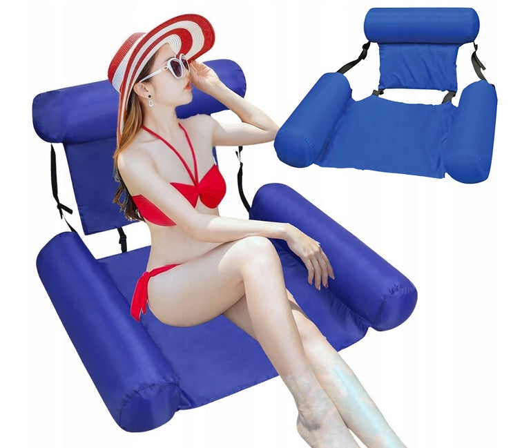HAMMOCK WATER MATTRESS FOR SWIMMING INFLATABLE POOL CHAIR BEACH HEADREST Color blue