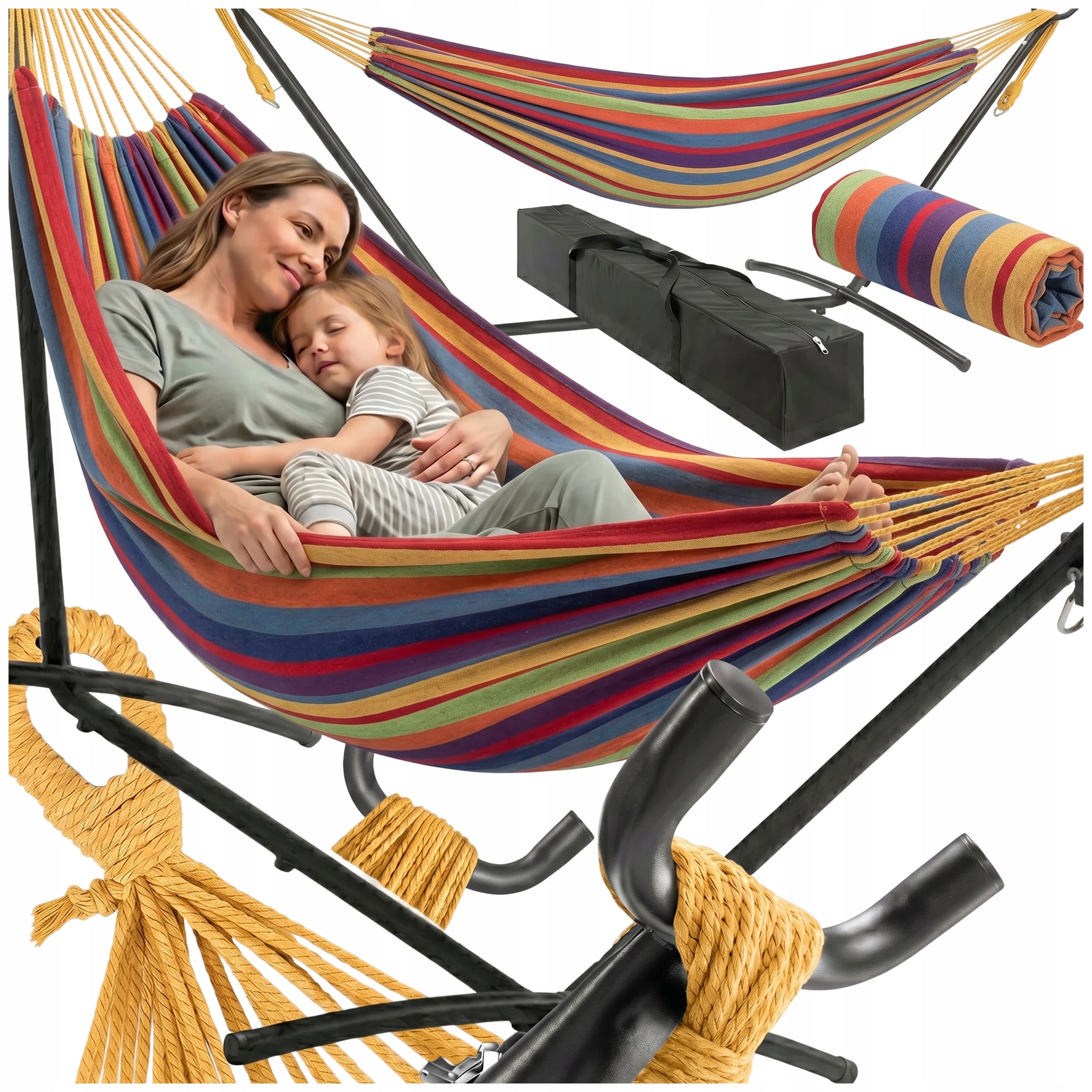 HAMMOCK WITH FRAME DOUBLE GARDEN HAMMOCK STAND COVER 200kg