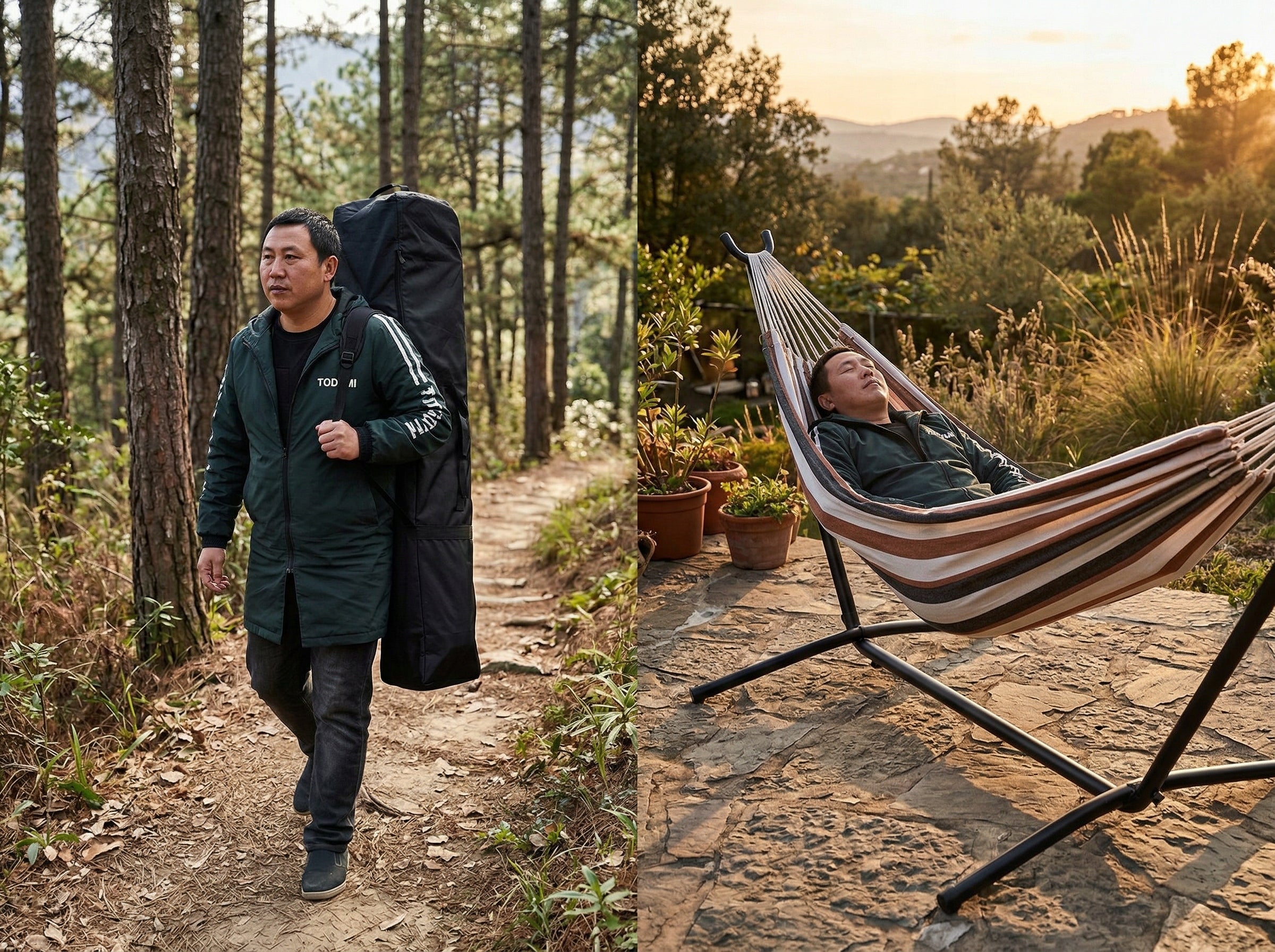 HAMMOCK WITH FRAME Frame for hammock GARDEN HAMMOCK TWO-PERSON 200KG + BAG Kind hammock without rod