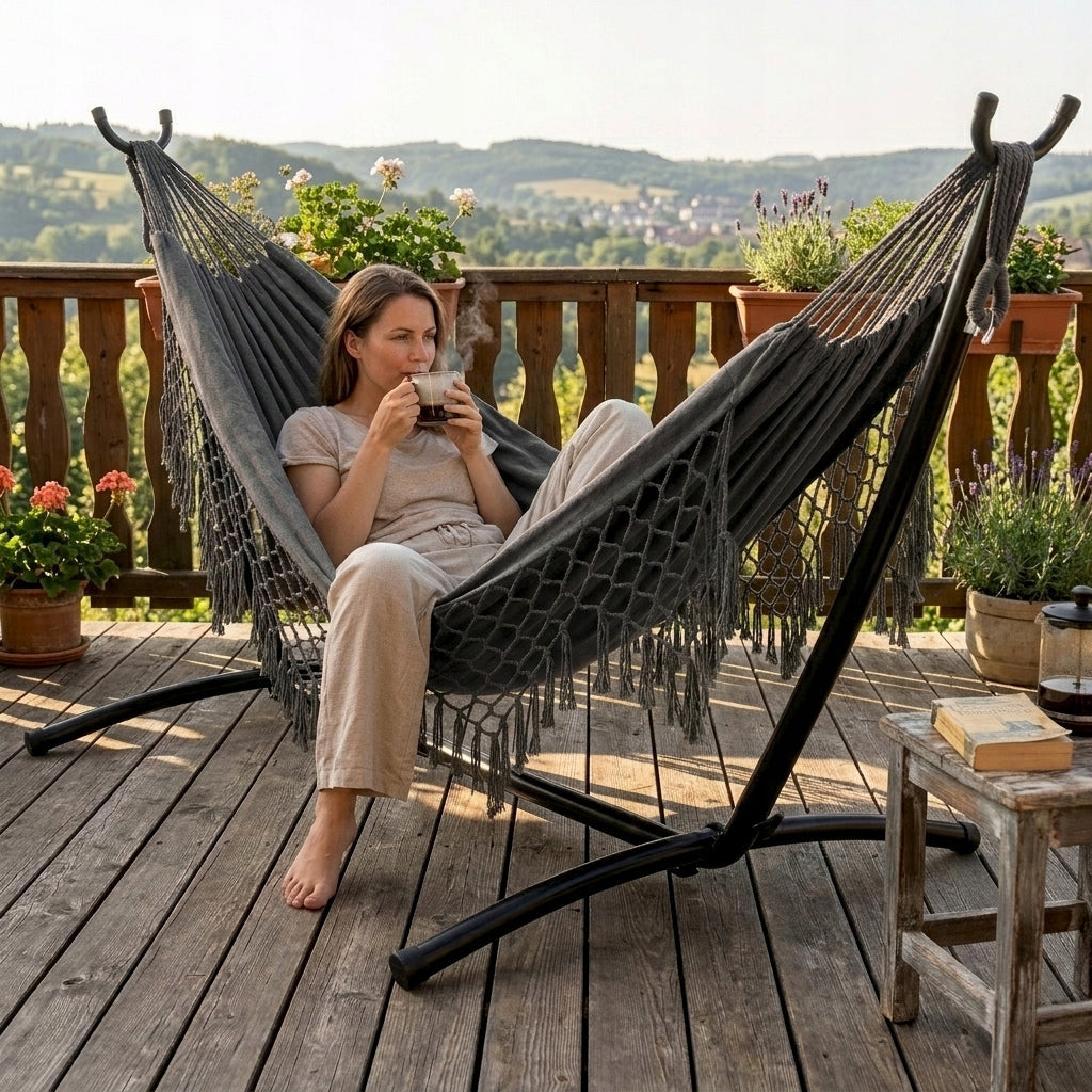 HAMMOCK WITH FRAME TWO-PERSON GARDEN HAMMOCK FRAME STAND XXL STRONG LARGE Manufacturer BE-ACTIVE PL