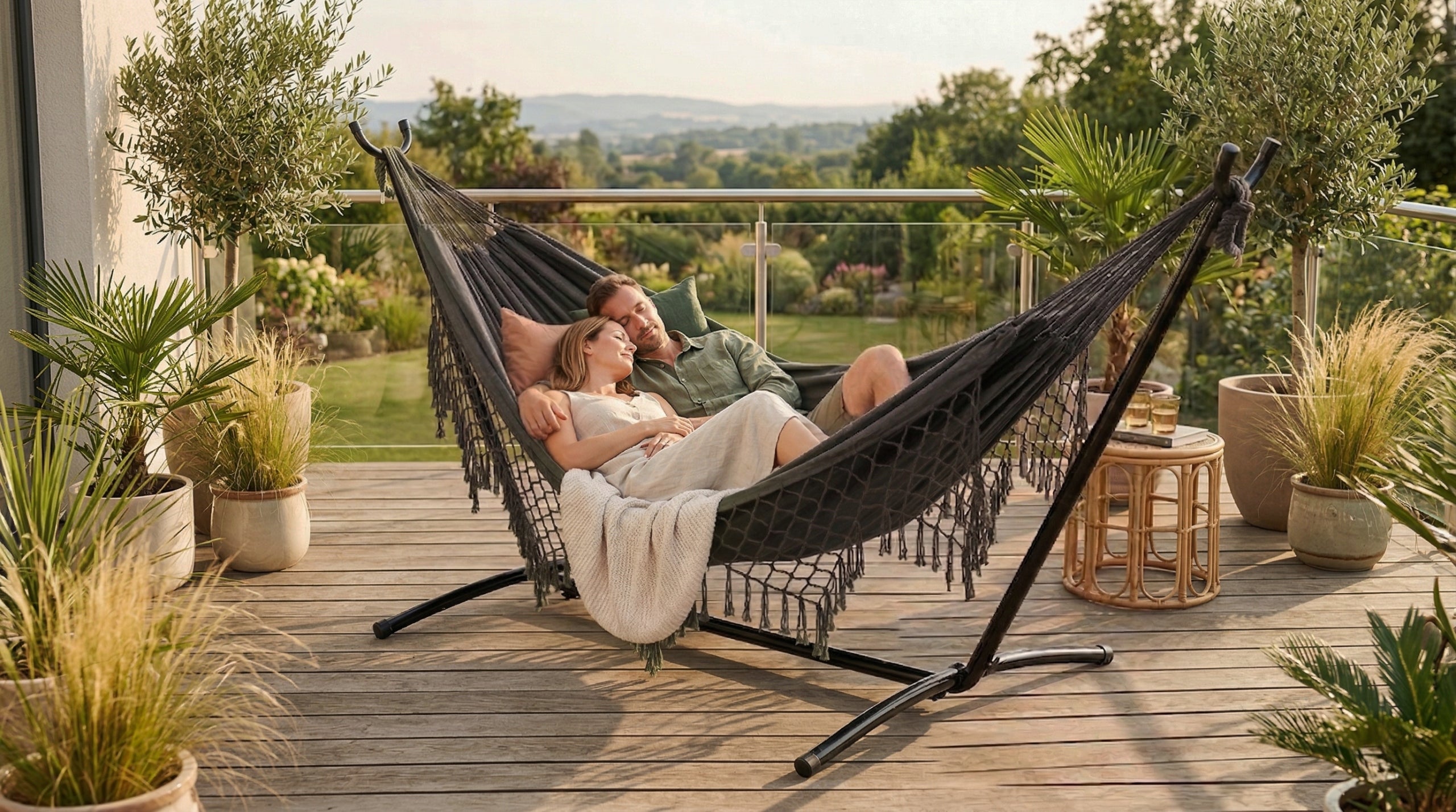 HAMMOCK WITH FRAME TWO-PERSON GARDEN HAMMOCK FRAME STAND XXL STRONG LARGE Packaging status original