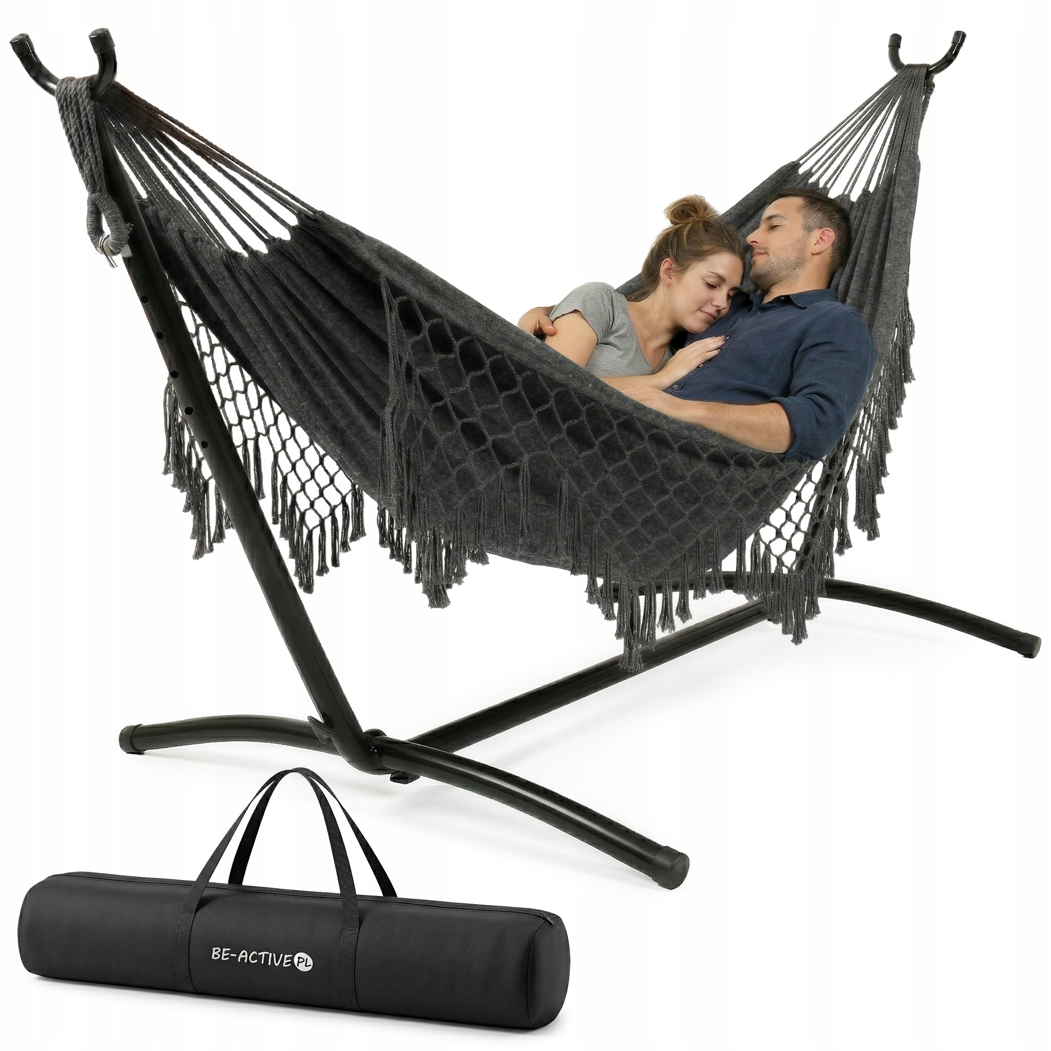 HAMMOCK WITH FRAME TWO-PERSON GARDEN HAMMOCK FRAME STAND XXL STRONG LARGE
