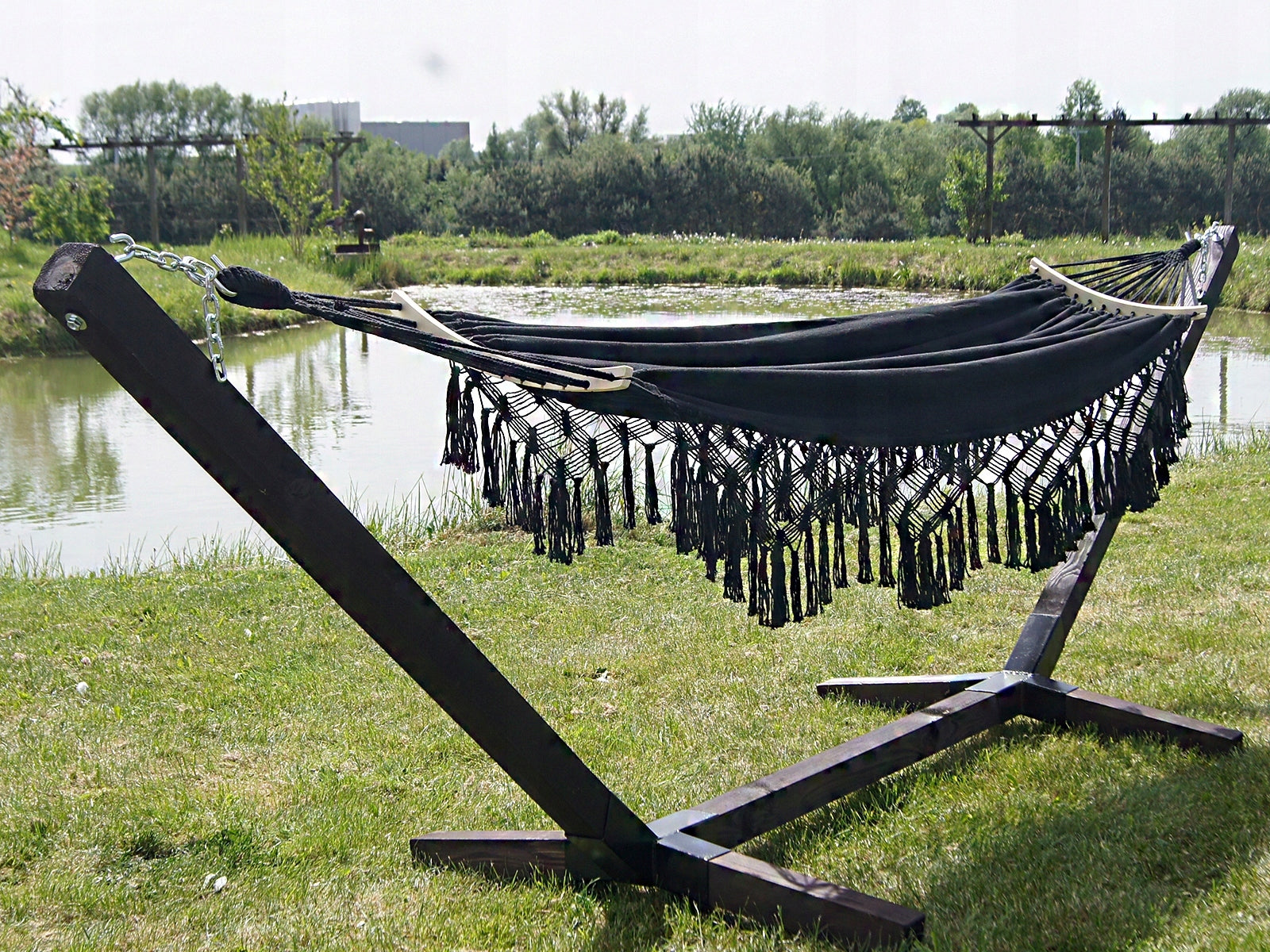 HAMMOCK WITH GARDEN FRAME TWO-PERSON DIFFERENT COLORS 220 kg PREMIUM Manufacturer no brand