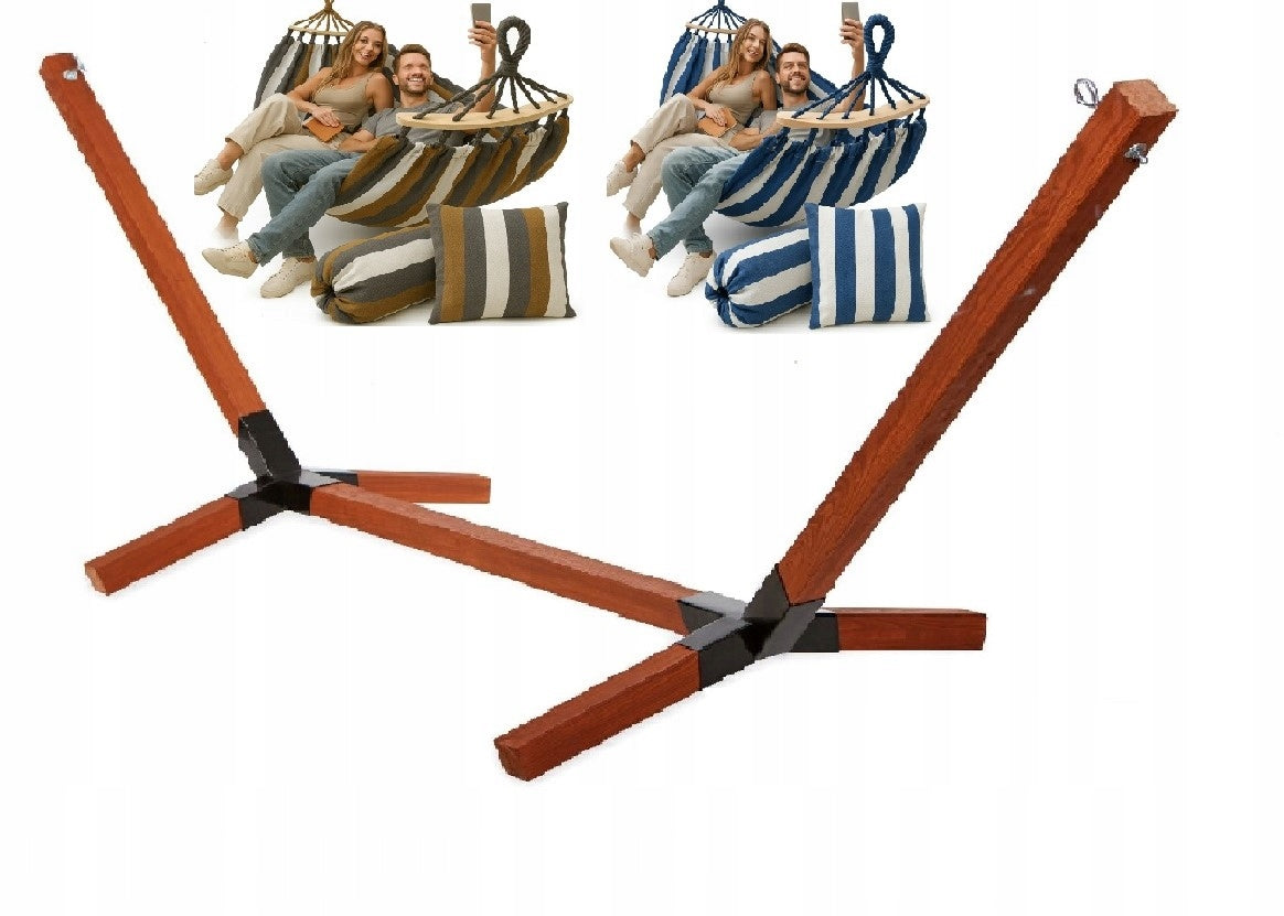 HAMMOCK WITH GARDEN FRAME TWO-PERSON DIFFERENT COLORS 220 kg PREMIUM